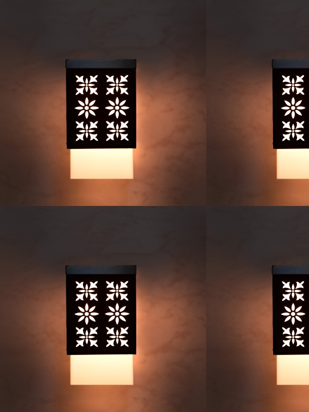 

Gojeeva Black & White 4 Pieces Wooden Square Shaped Wall Lamp