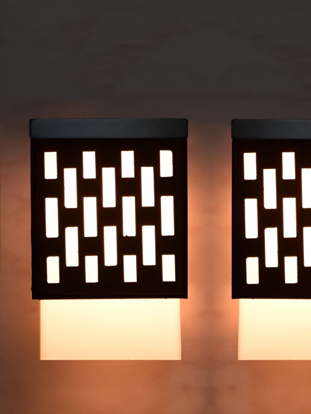 

Gojeeva Black 2 Pieces Wood Square Shaped Wall Lamp
