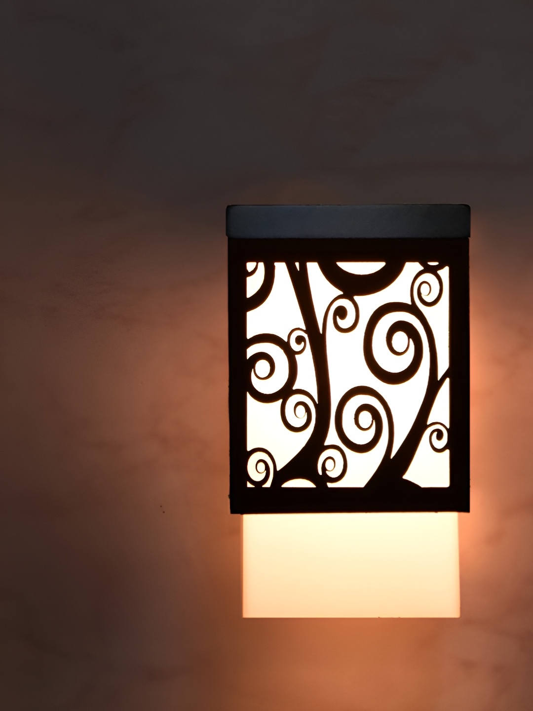 

Gojeeva Black & White Textured Wood Square Shaped Wall Lamp