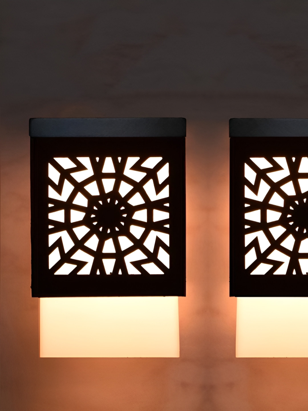 

Gojeeva Black and White 2 Pieces Wooden Textured Square Shaped Contemporary Wall Lamps