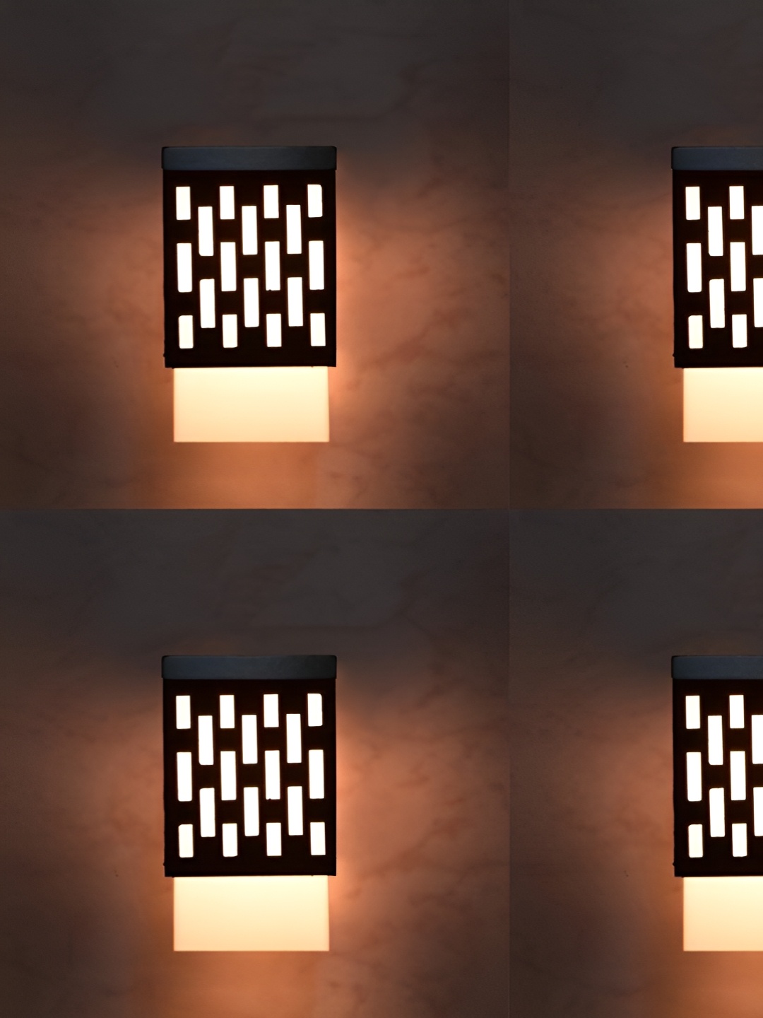 

Gojeeva Black & White 4 Pieces Textured Square Shaped Wooden Ceiling Wall Lamps