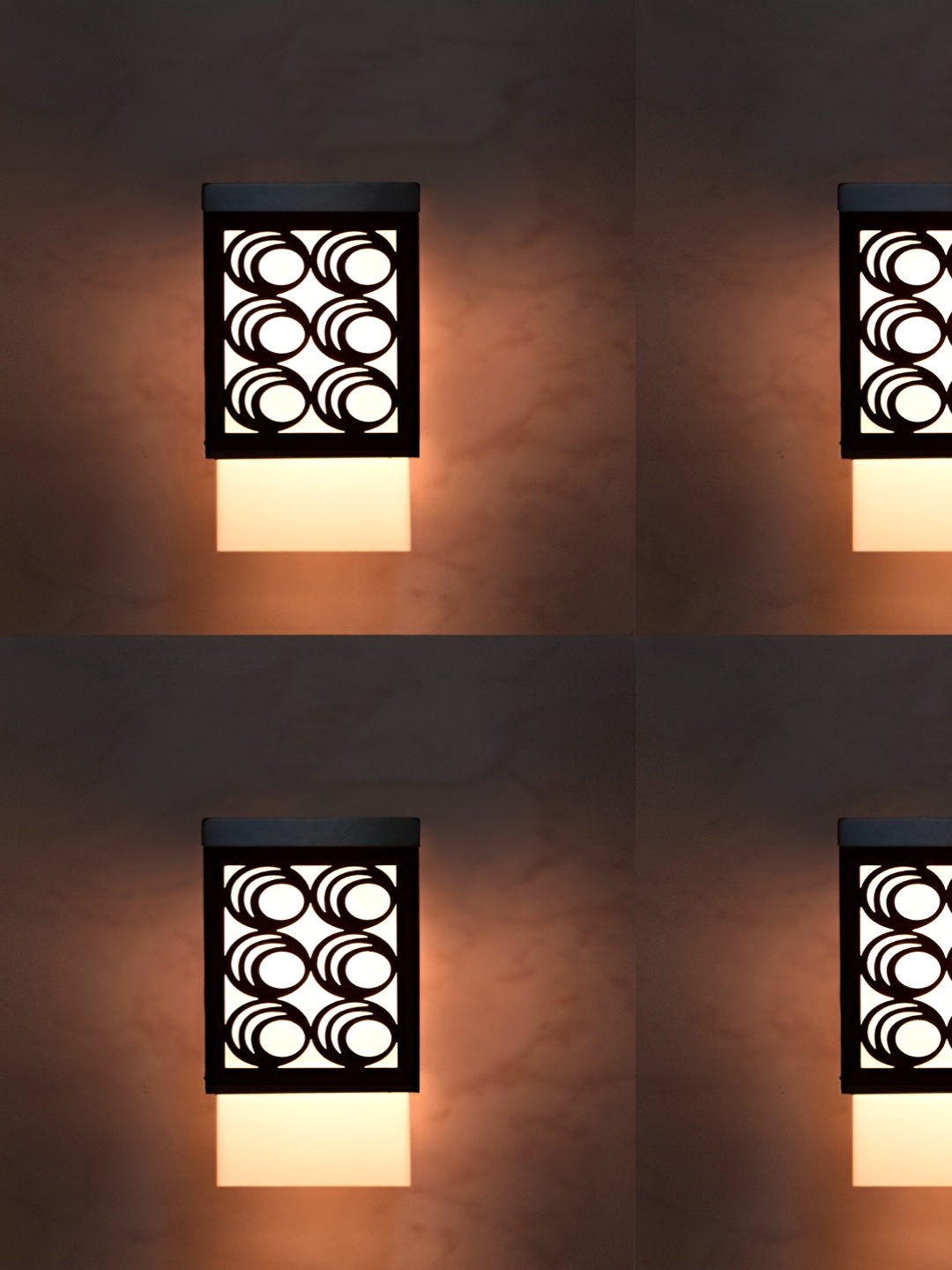 

Gojeeva Black & White 4 Pieces Textured Wood Square Shaped Wall Lamp
