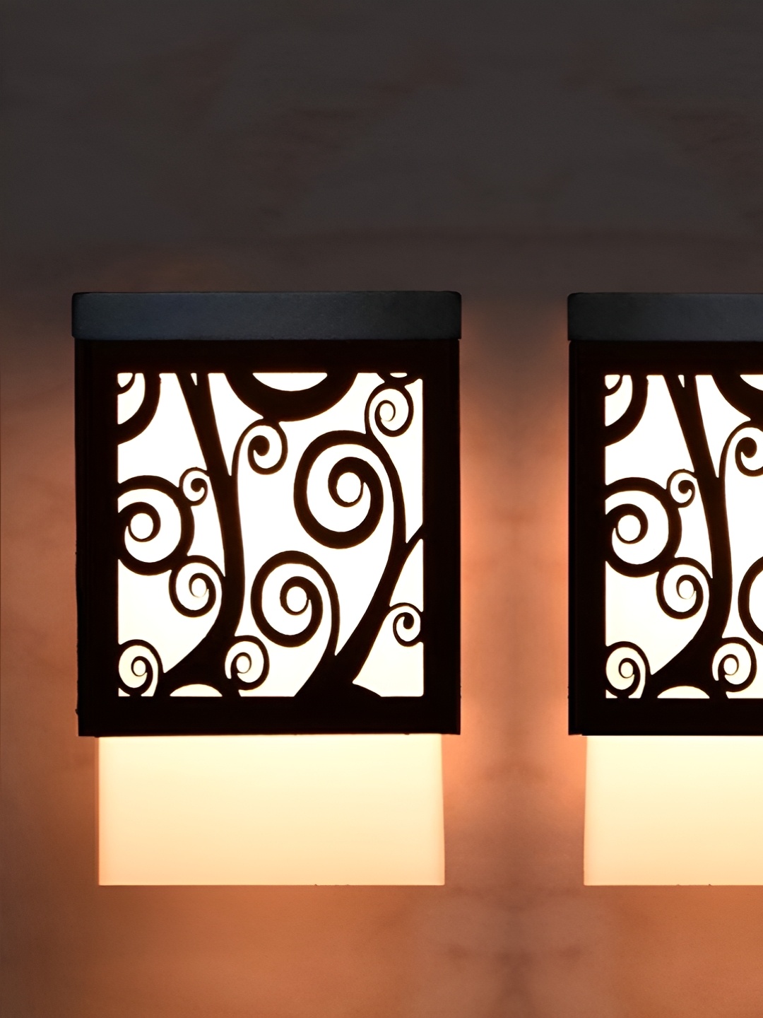 

Gojeeva Zup Black and White 2 Pieces Textured Contemporary Wooden Square Shaped Wall Lamps