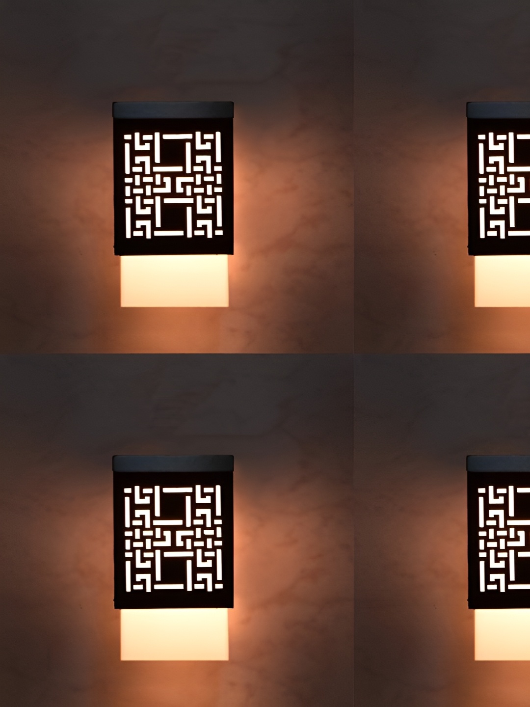 

Gojeeva Black and White 4 Pieces Wooden Textured Square Shaped Contemporary Wall Lamps