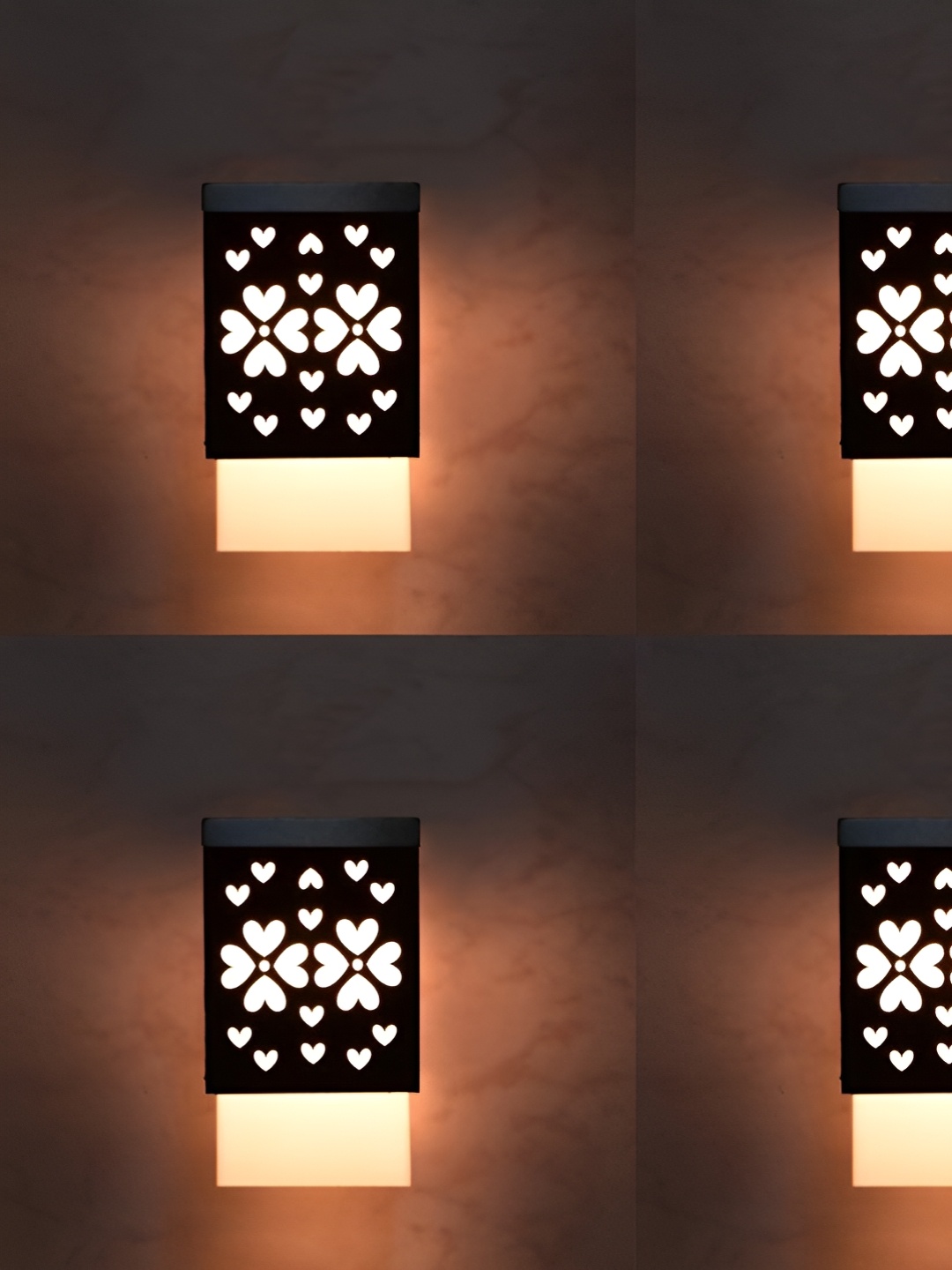 

Gojeeva Black & White 4 Pieces Wooden Textured Square Shaped Ceiling Lamps
