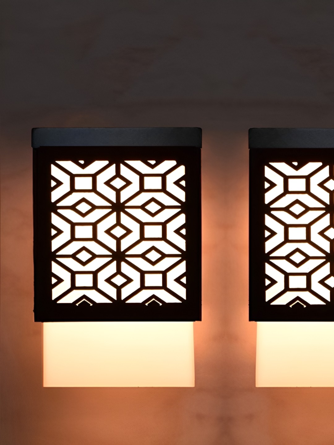 

Gojeeva Black & White 2 Pieces Textured Square Shaped Wooden Ceiling Wall Lamps