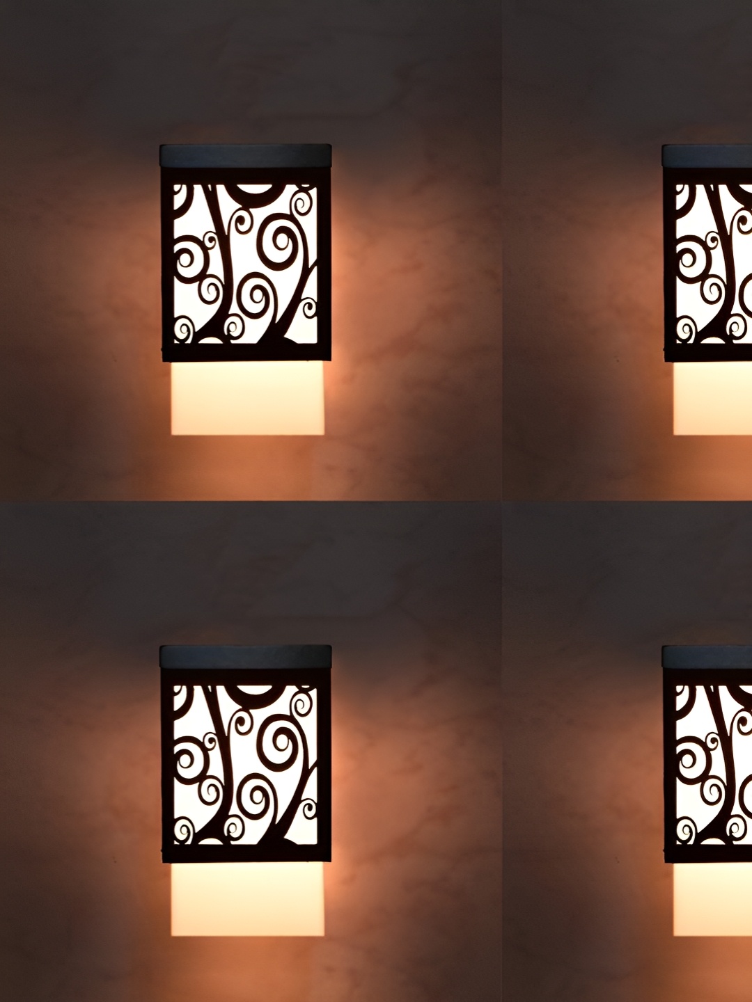 

Gojeeva Black & White 4 Pieces Textured Square Shaped Wooden Ceiling Wall Lamps