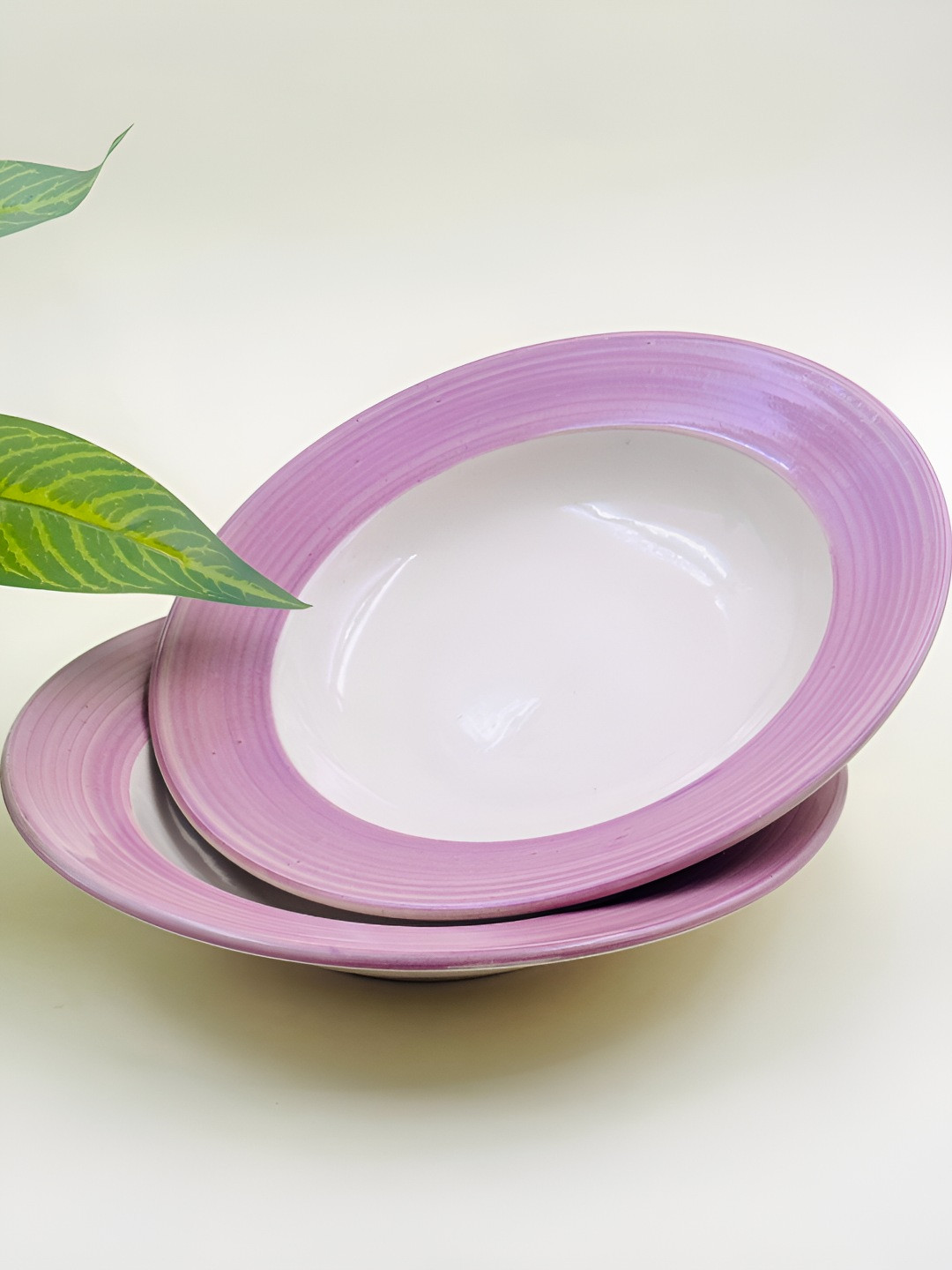 

Lupaava Purple & White 2 Pieces Ceramic Dishwasher Safe Plates
