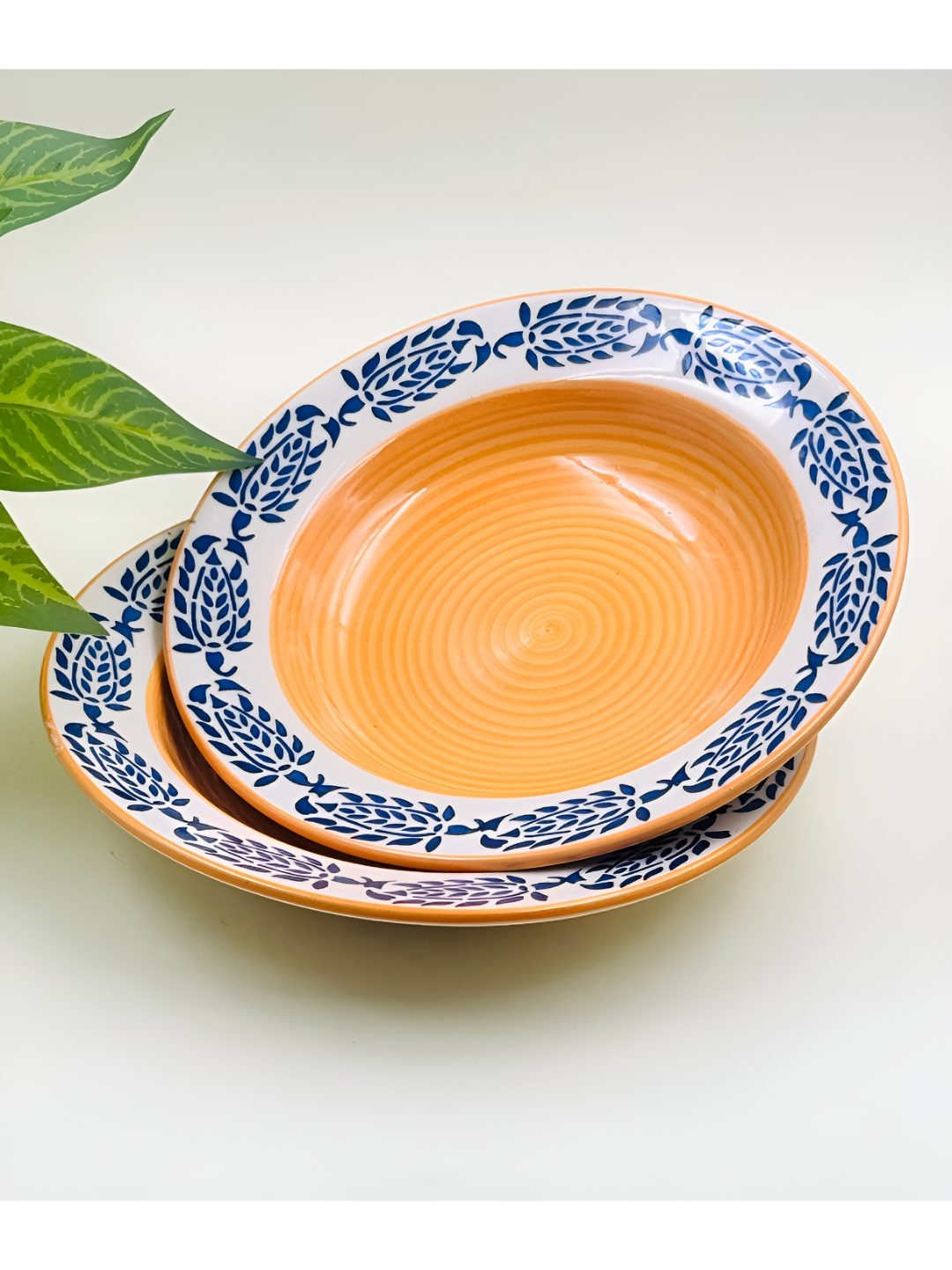 

Lupaava Yellow & Blue 2 Pieces Ceramic Dishwasher Safe Plates