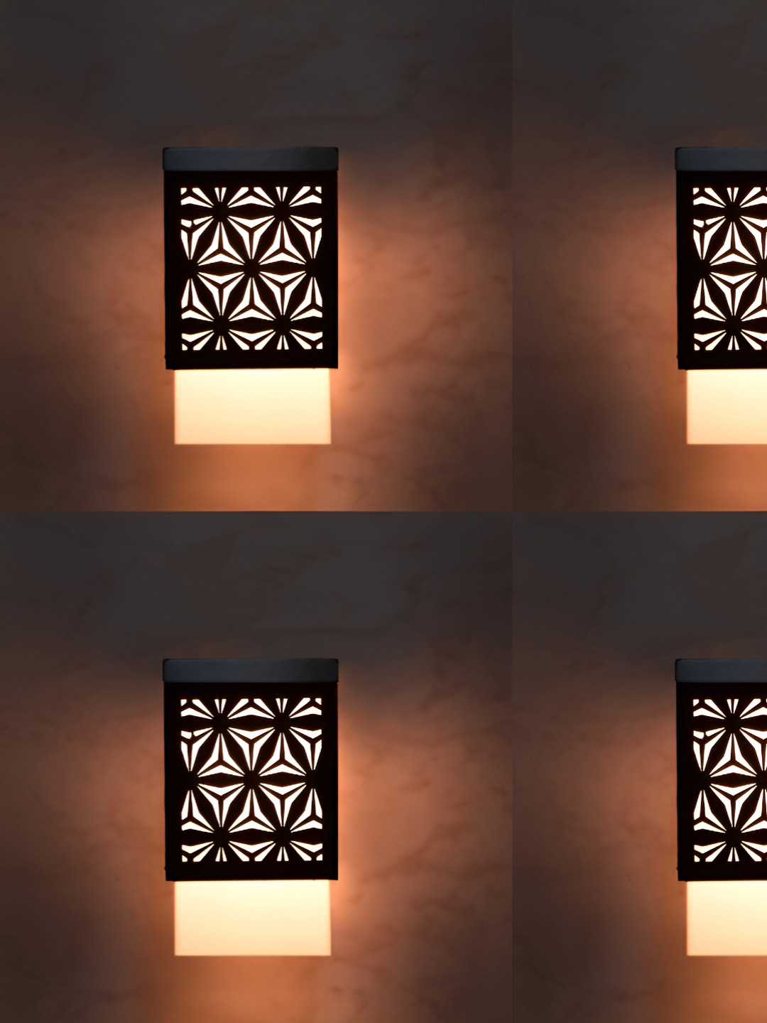 

Gojeeva Black and White 4 Pieces Wooden Textured Square Shaped Contemporary Wall Lamps
