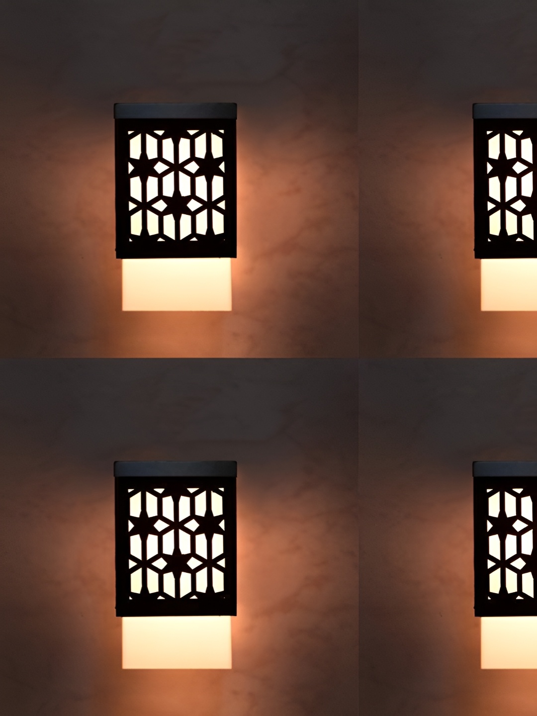 

Gojeeva Black and White 4 Pieces Wooden Textured Square Shaped Contemporary Wall Lamps