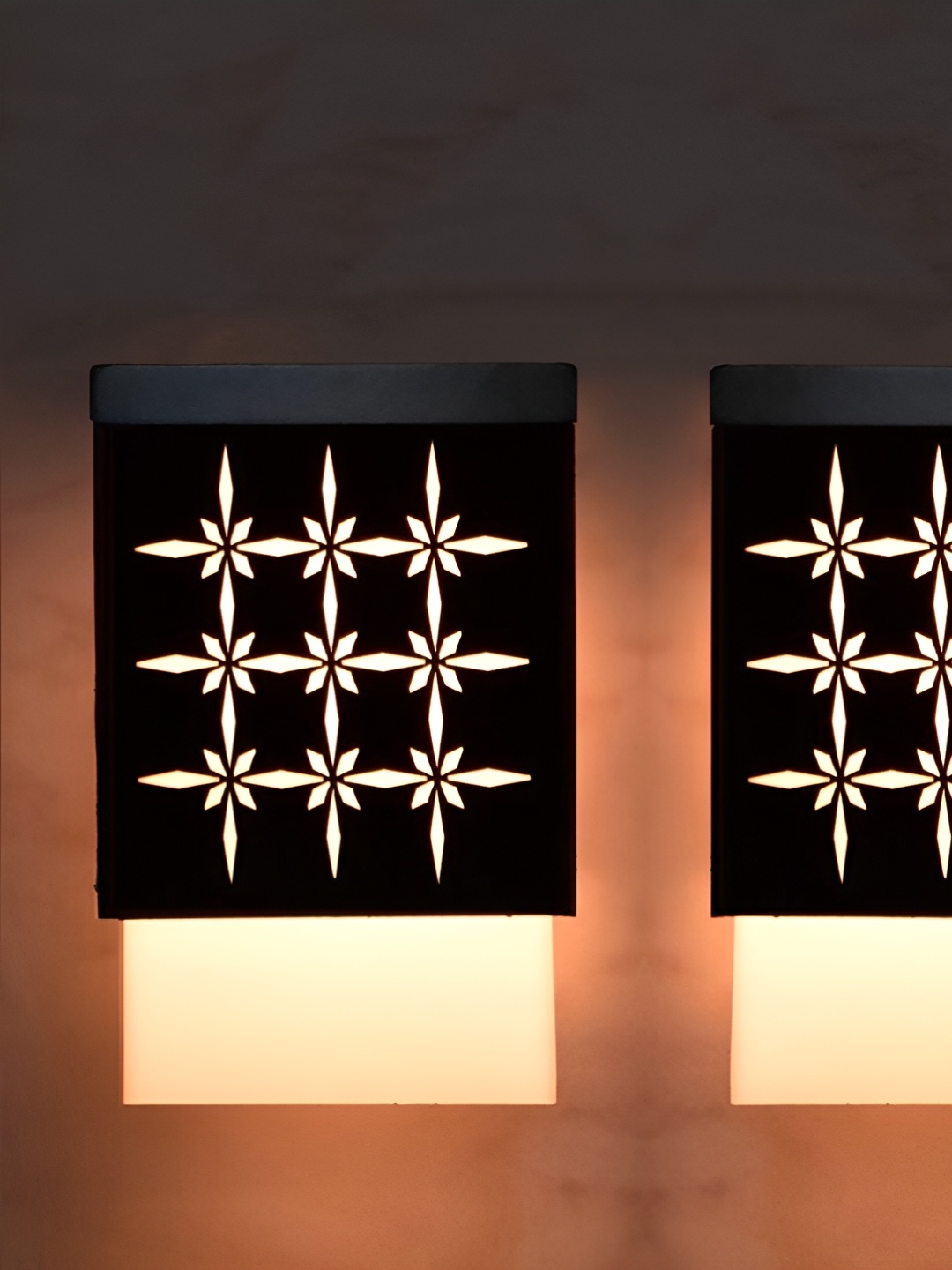 

Gojeeva Black & White 2 Pieces Wooden Textured Square Shaped Ceiling Lamps