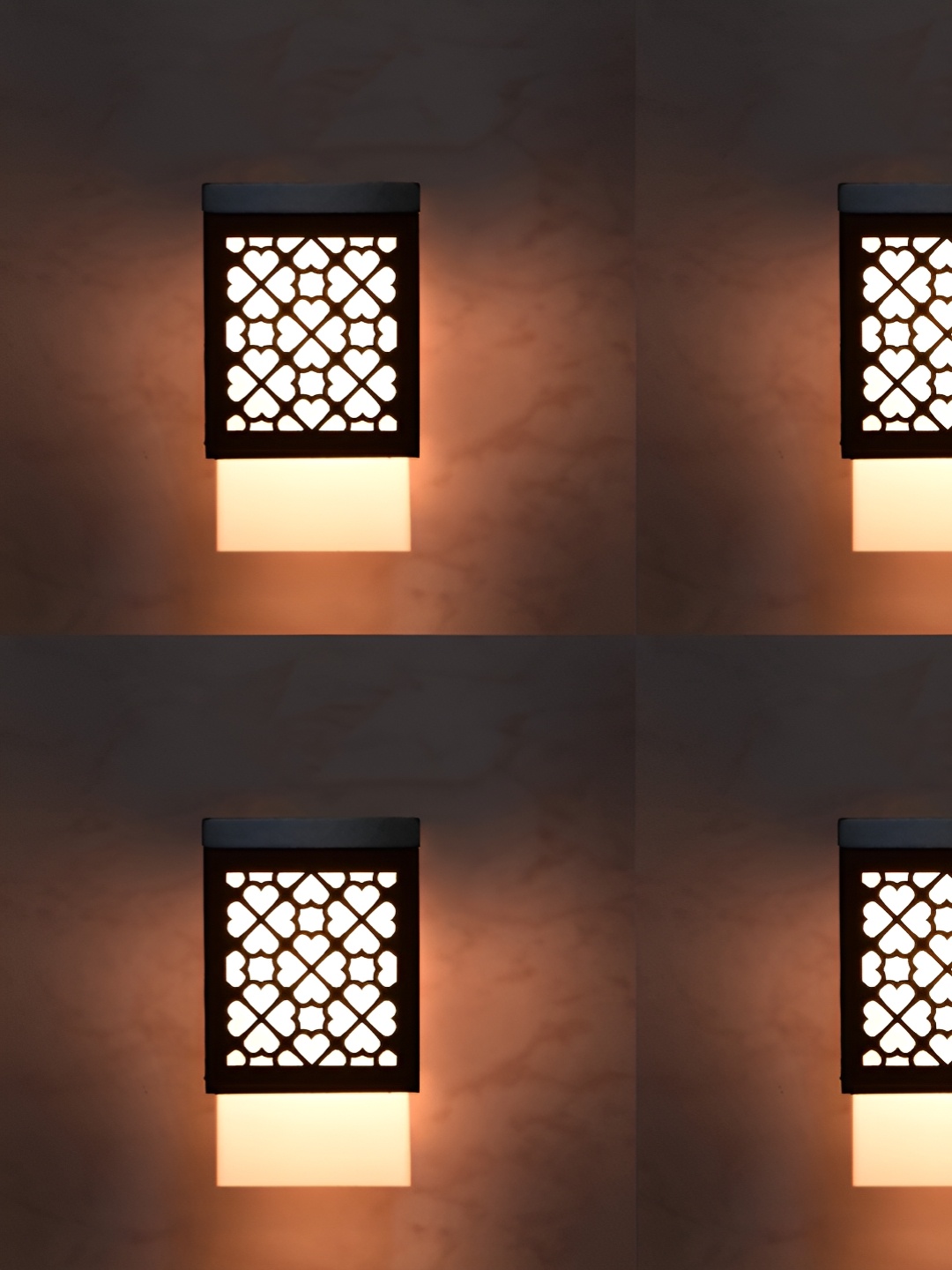 

Gojeeva Black & White 4 Pieces Wooden Textured Square Shaped Ceiling Lamps