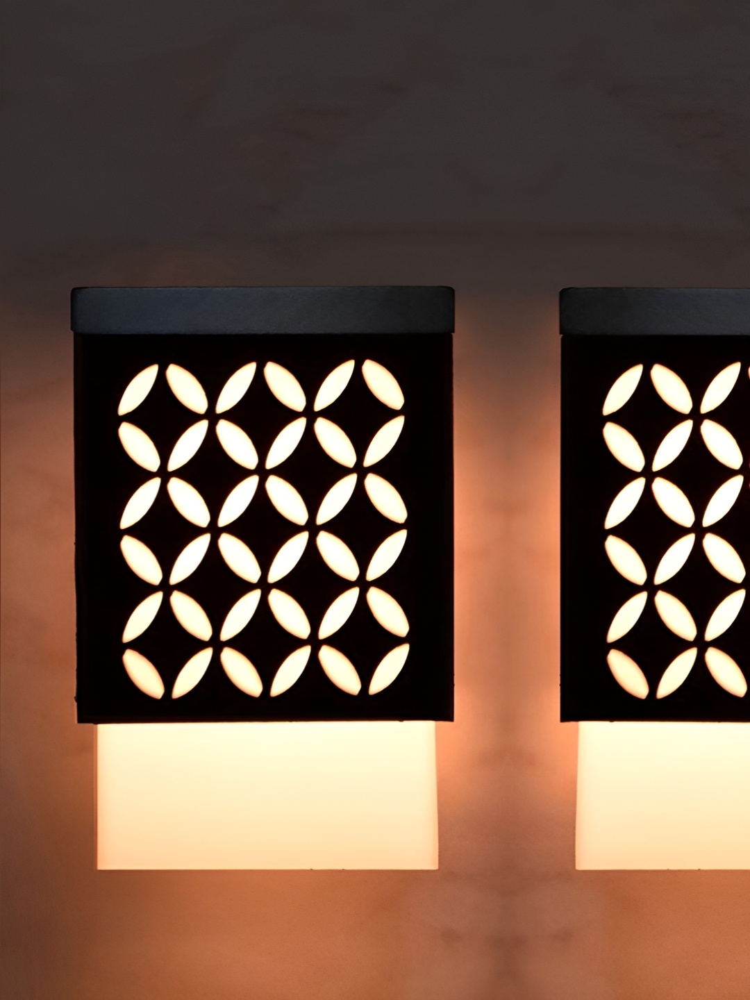 

Gojeeva Black & White 2 Pieces Wooden Textured Square Shaped Ceiling Lamps