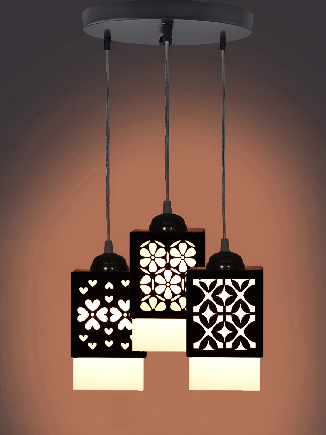 

Gojeeva Black & White 3 Pieces Textured Wood Square Shaped Wall Lamp