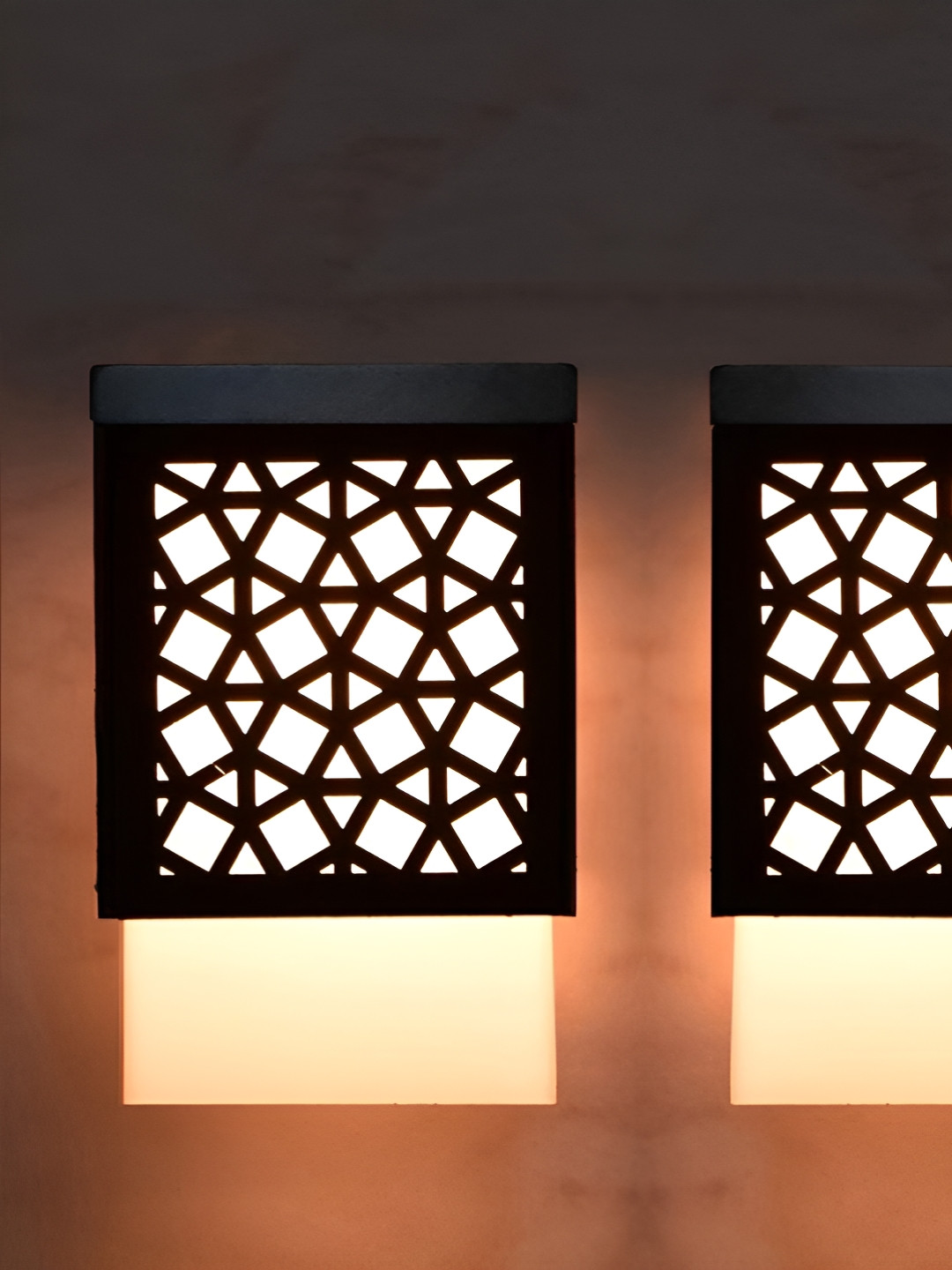 

Gojeeva Black and White 2 Pieces Wooden Textured Square Shaped Contemporary Wall Lamps