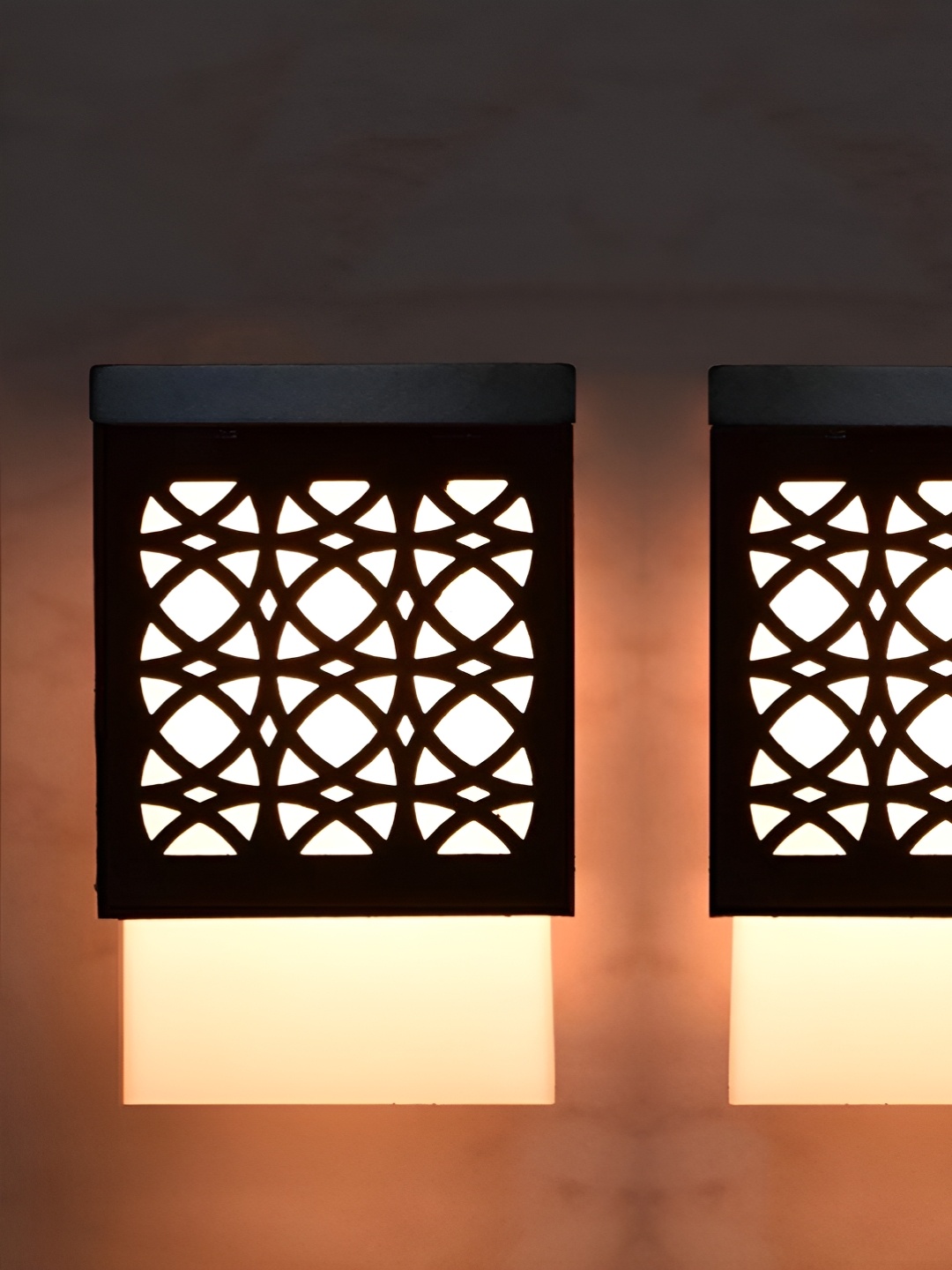 

Gojeeva Black & White 2 Pieces Textured Square Shaped Wooden Ceiling Wall Lamps