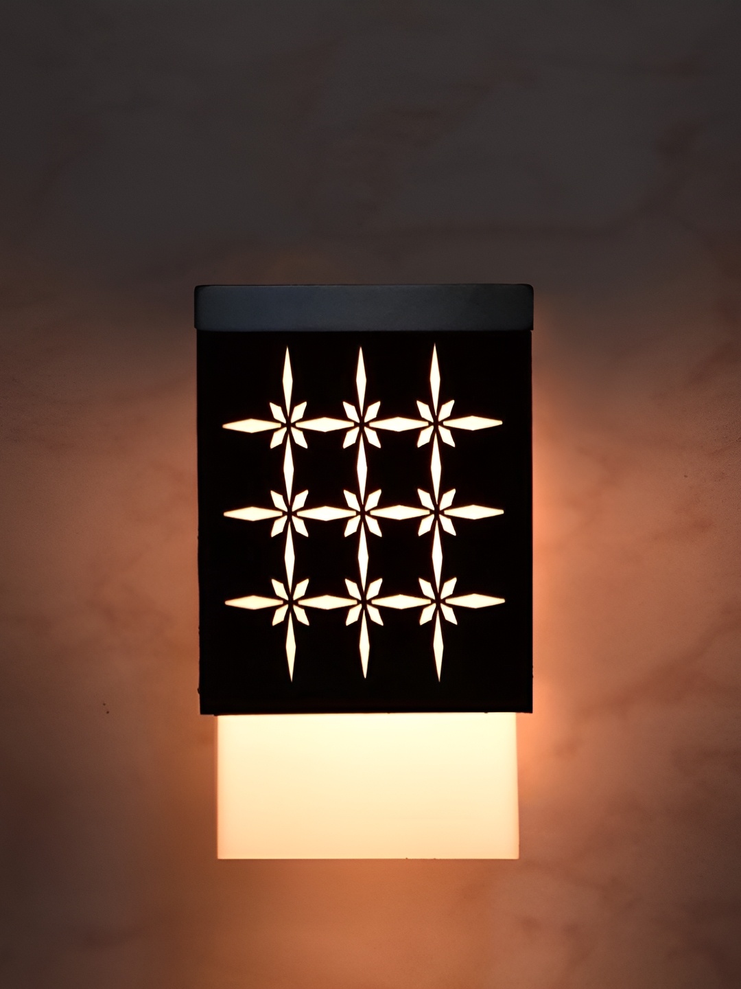 

Gojeeva Black & White Textured Square Shaped Wooden Ceiling Wall Lamp