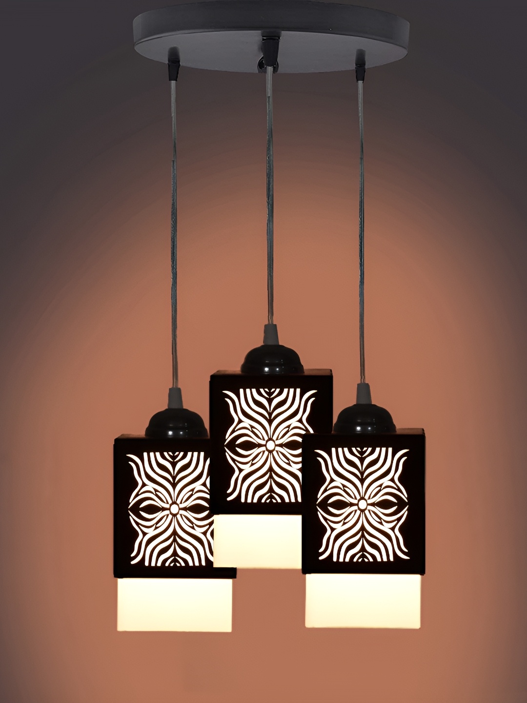 

Gojeeva Zup Black & White Textured Wooden Square Shaped Contemporary Ceiling Lamp