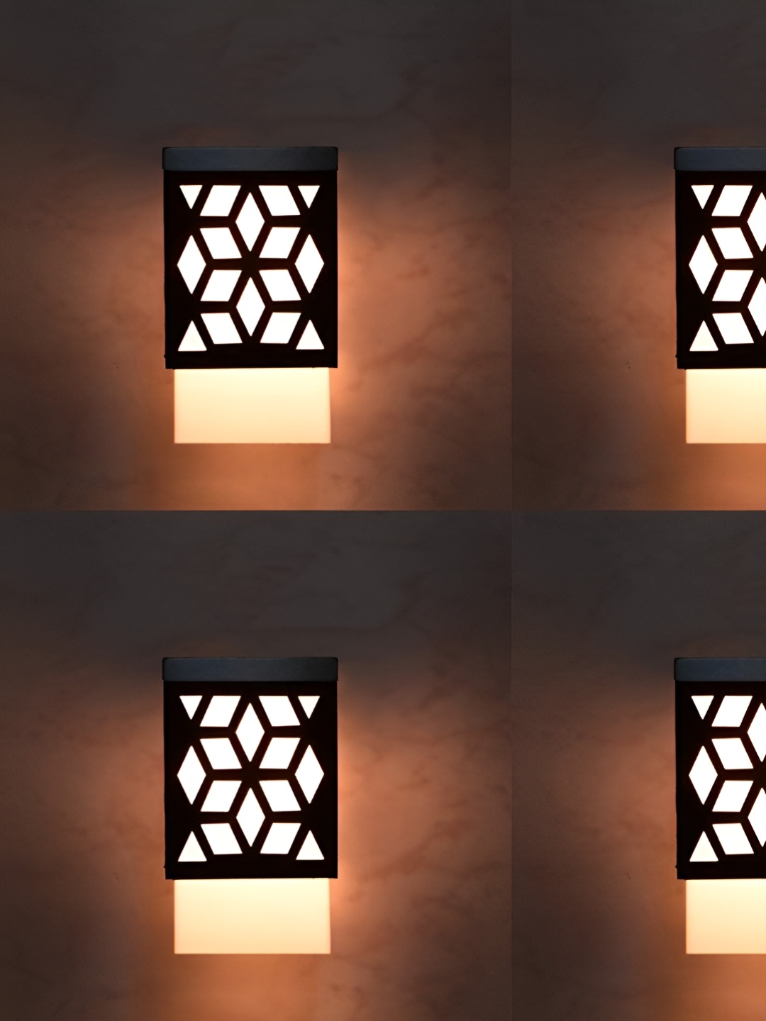 

Gojeeva Black & White 4 Pieces Textured Square Shaped Wooden Ceiling Wall Lamps