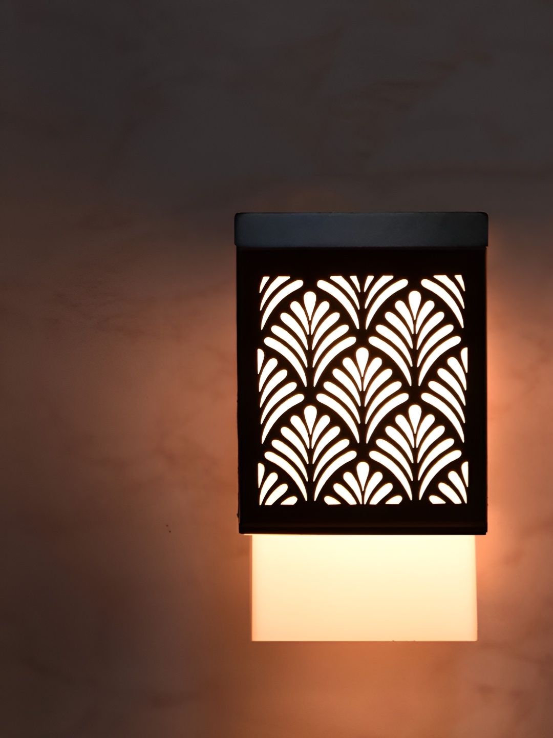 

Gojeeva Black & White Floral Textured Square Shaped Wooden Ceiling Wall Lamp