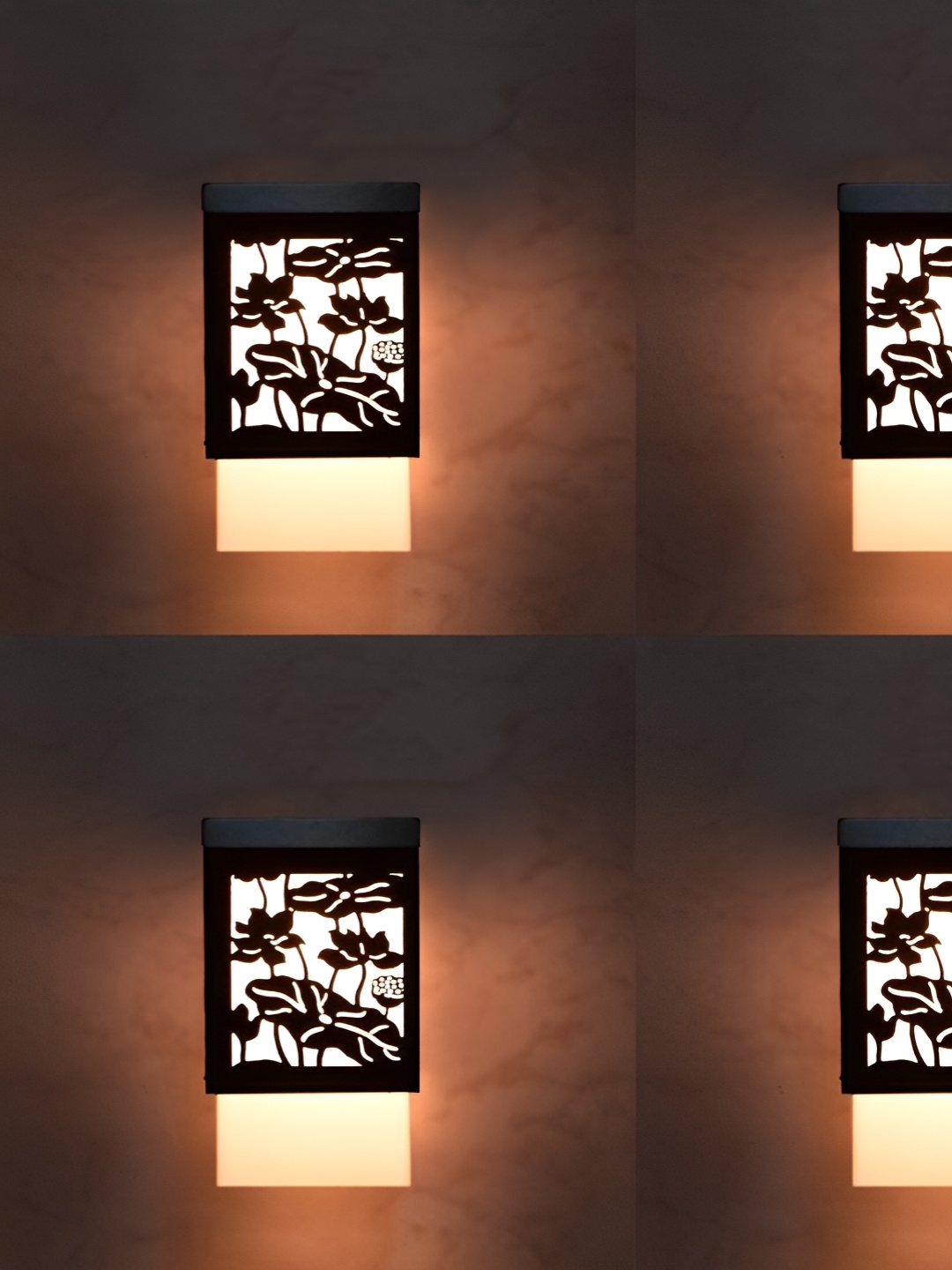 

Gojeeva Black and White 4 Pieces Wooden Textured Square Shaped Contemporary Wall Lamps