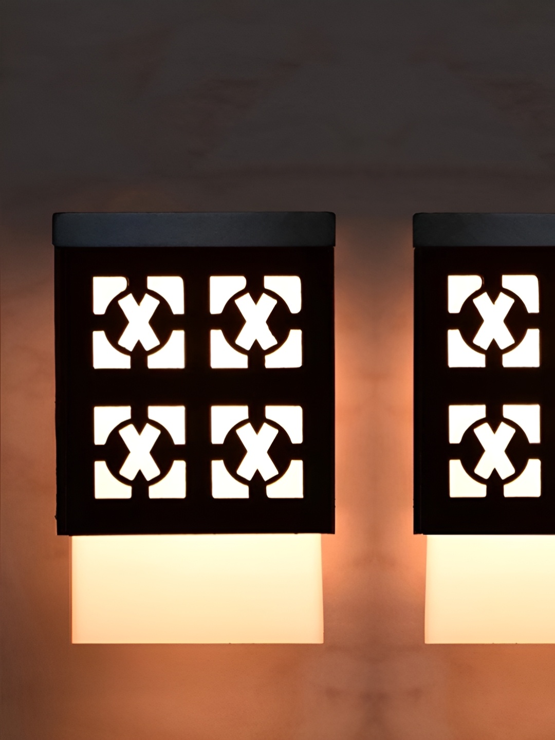 

Gojeeva Black & White 2 Pieces Textured Wood Square Shaped Wall Lamp