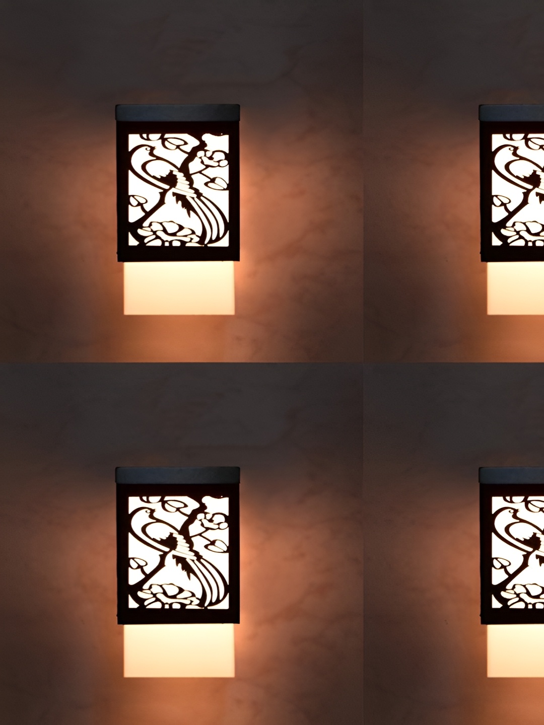 

Gojeeva Black and White 4 Pieces Wooden Textured Square Shaped Contemporary Wall Lamps