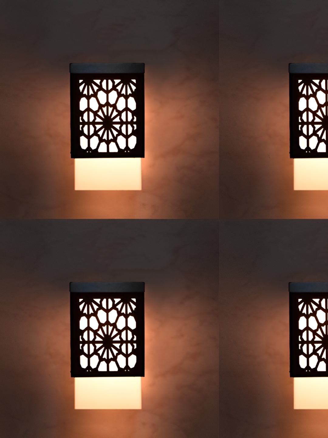

Gojeeva Black & White 4 Pieces Wooden Textured Square Shaped Ceiling Lamps