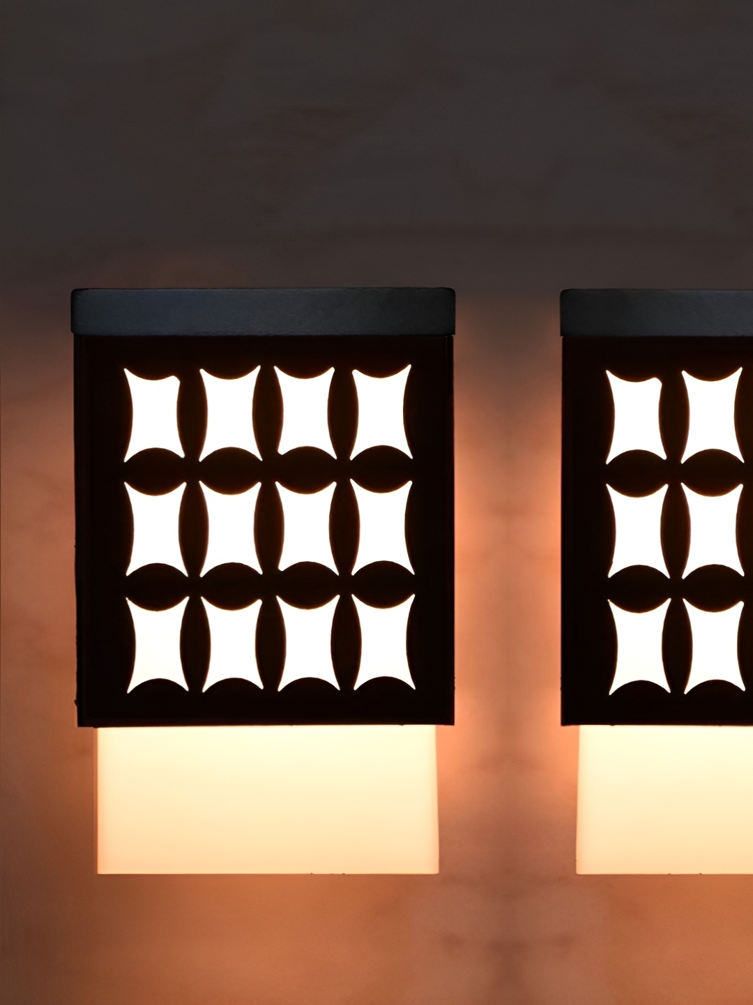 

Gojeeva Black and White 2 Pieces Wooden Textured Square Shaped Contemporary Wall Lamps