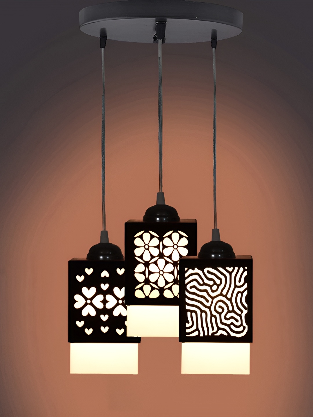 

Gojeeva Black & White Wooden Textured Square Shaped Ceiling Lamps