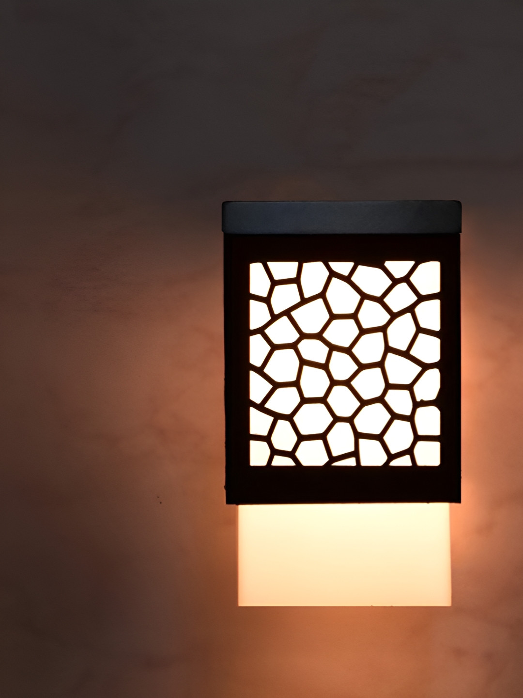 

Gojeeva Black & White Textured Wood Square Shaped Wall Lamp