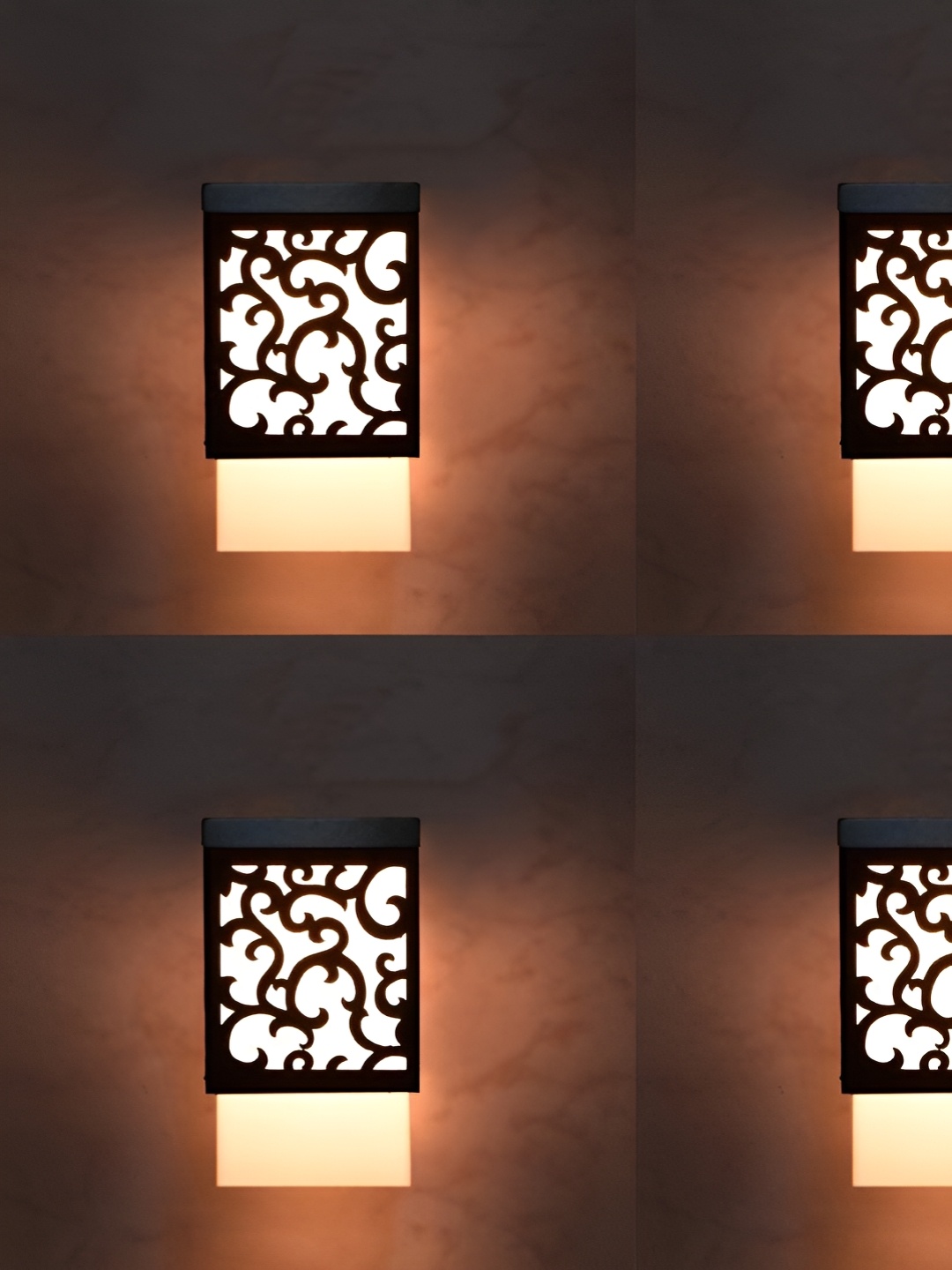 

Gojeeva Black & White 4 Pieces Textured Square Shaped Wooden Ceiling Wall Lamps