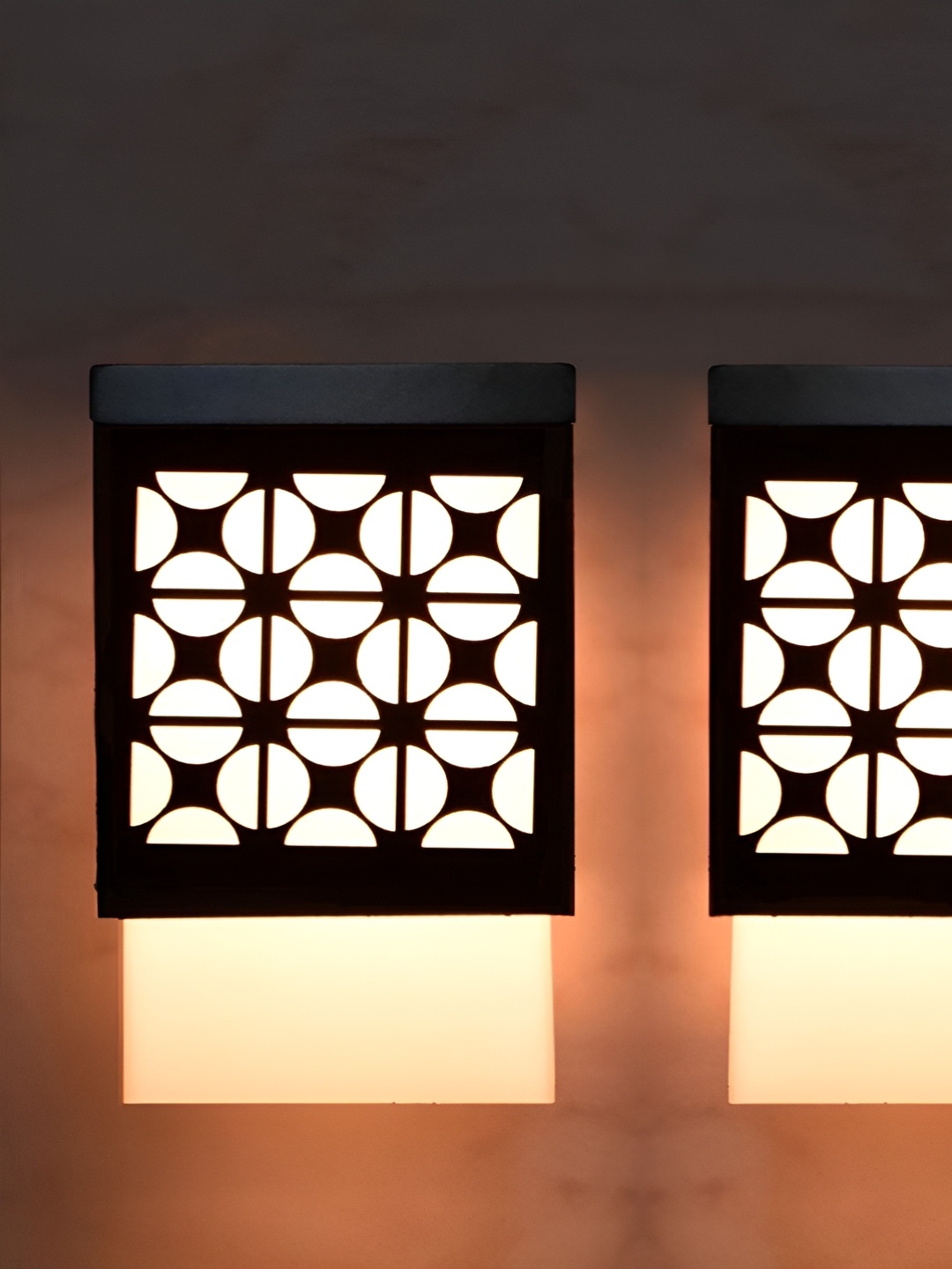 

Gojeeva Black & White 2 Piece Textured Wood Square Shaped Wall Lamp