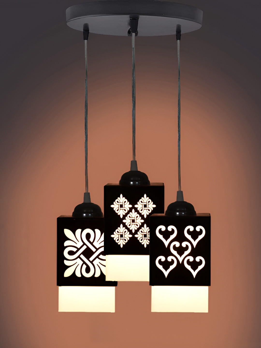 

Gojeeva Black & White Wooden Textured Square Shaped Ceiling Lamps