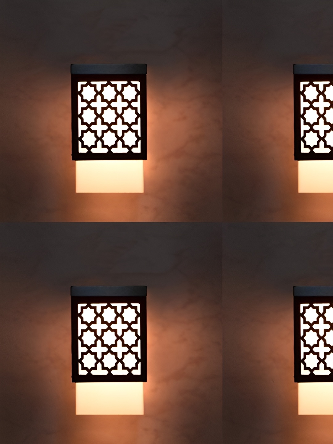 

Gojeeva Black & White 4 Pieces Textured Square Shaped Wooden Ceiling Wall Lamps