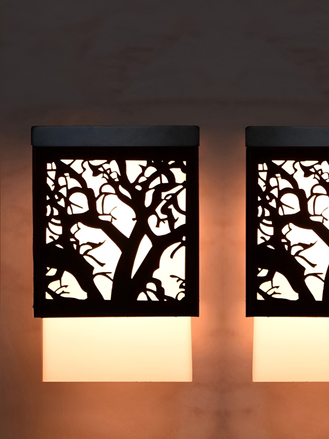 

Gojeeva Black & White 2 Pieces Wooden Textured Square Shaped Ceiling Lamps