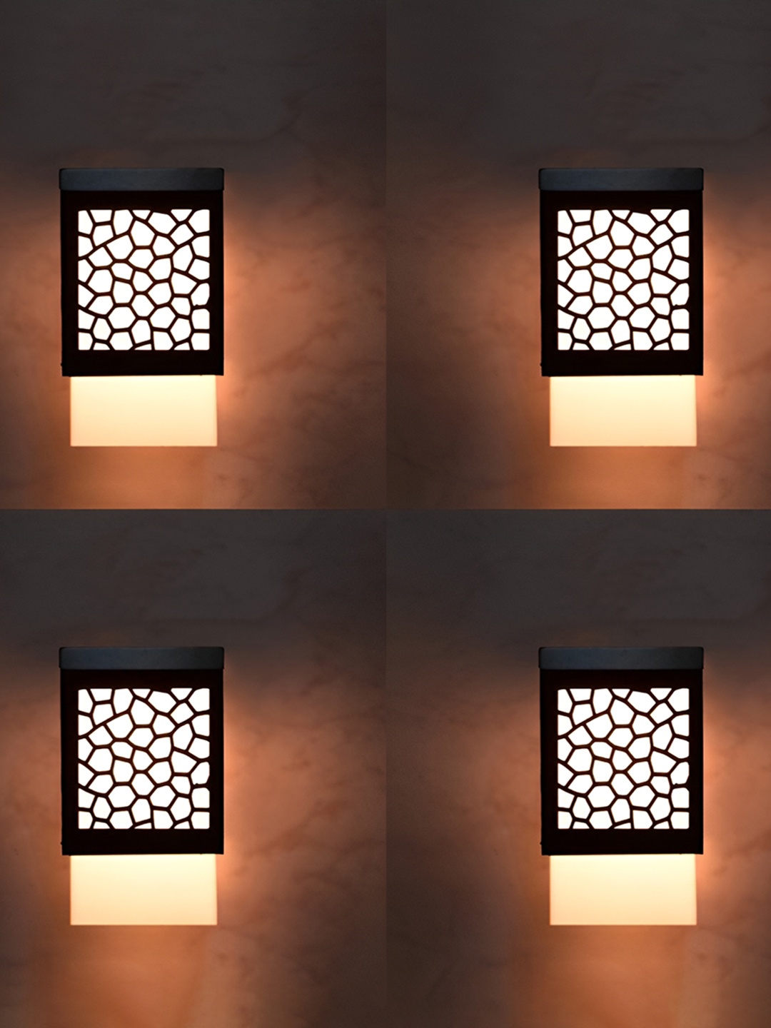 

Gojeeva Black & White 4 Pieces Wooden Textured Square Shaped Ceiling Lamps