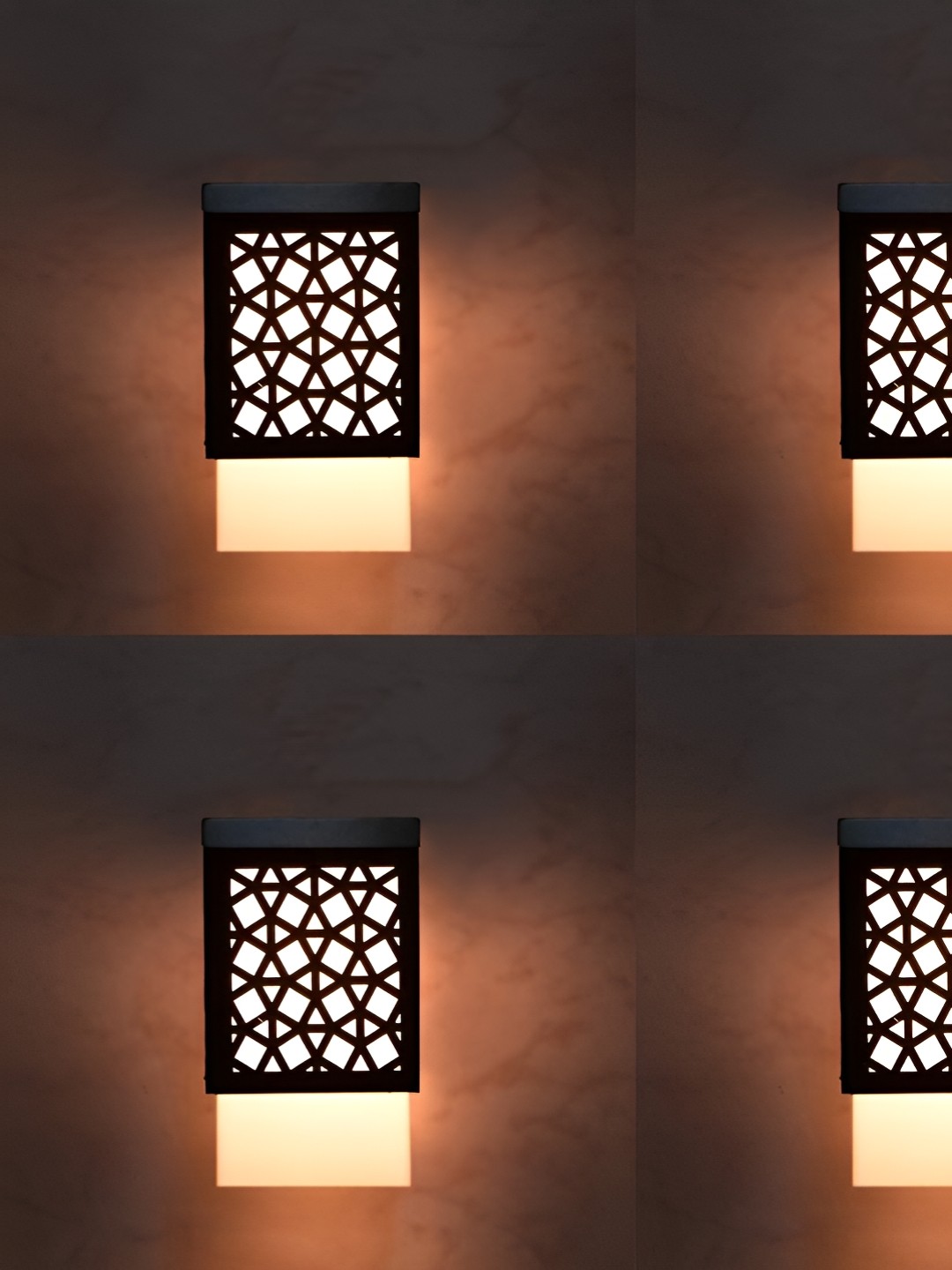 

Gojeeva Black & White 4 Pieces Wooden Textured Square Shaped Wall Lamp