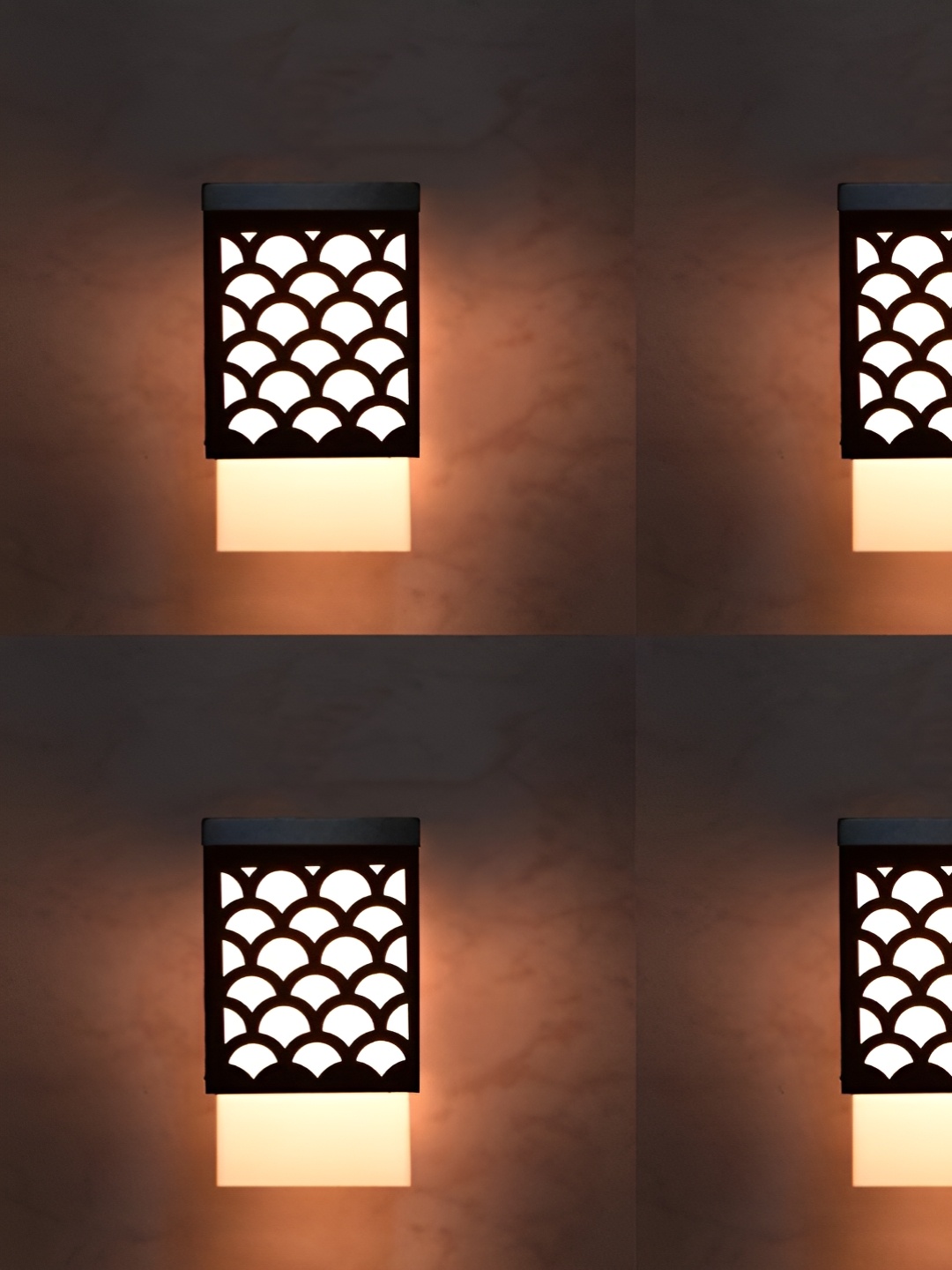 

Gojeeva Black & White 4 Pieces Wooden Textured Square Shaped Ceiling Lamps