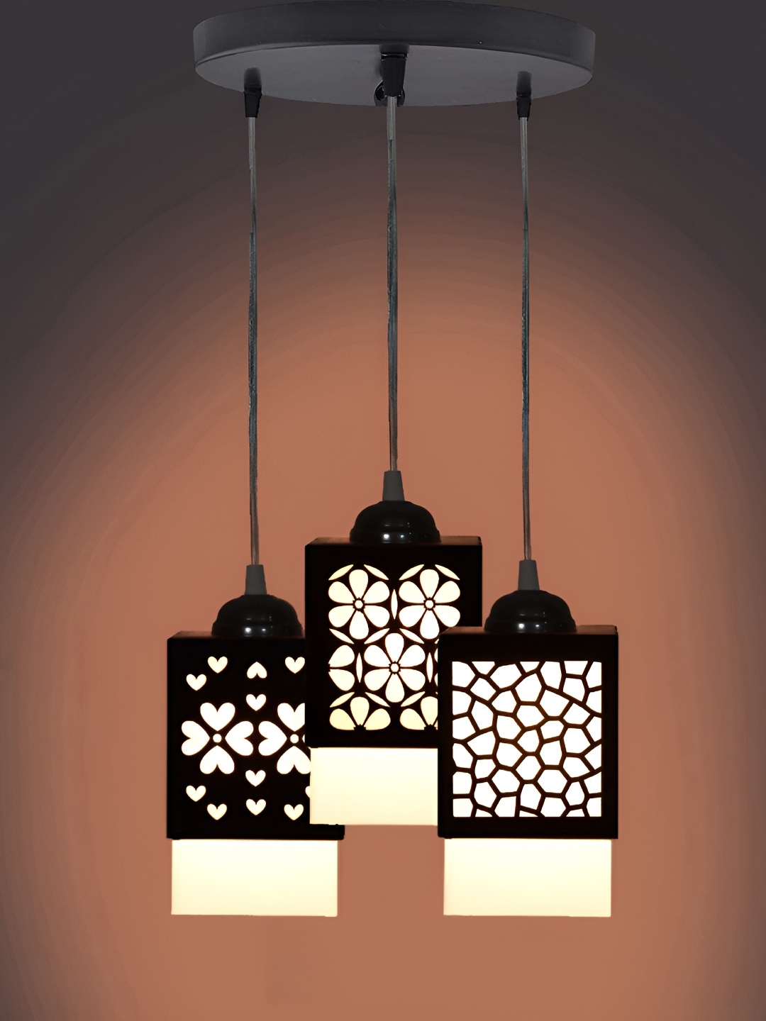 

Gojeeva Black & White 3 Pieces Textured Wood Square Shaped Wall Lamps
