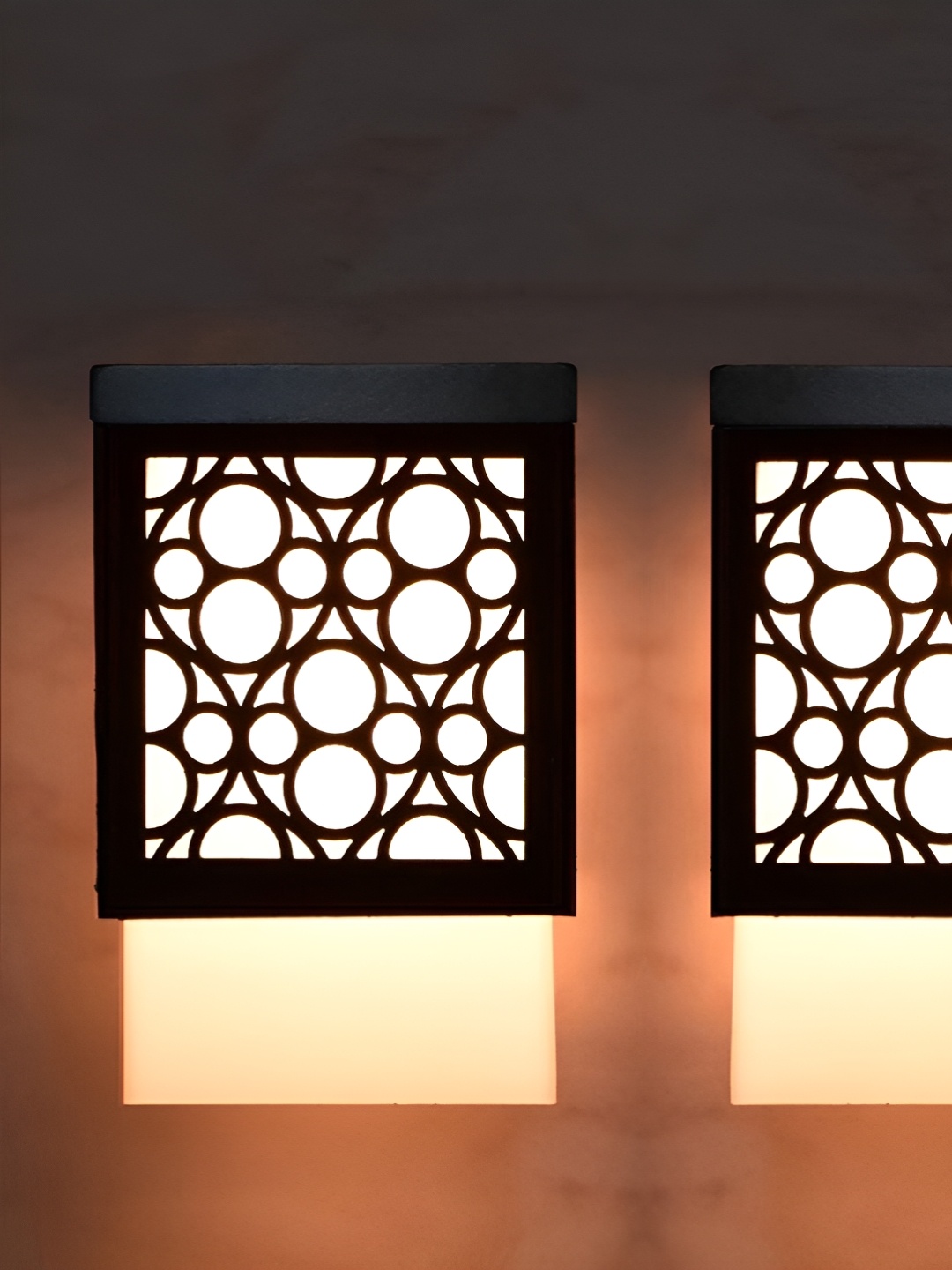 

Gojeeva Black & White 2 Pieces Textured Wooden Square Shaped Wall Lamps