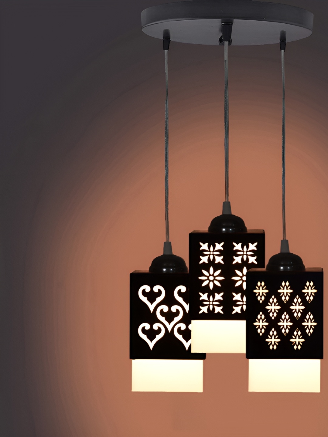 

Gojeeva Black & White Wooden Textured Square Shaped Ceiling Lamps