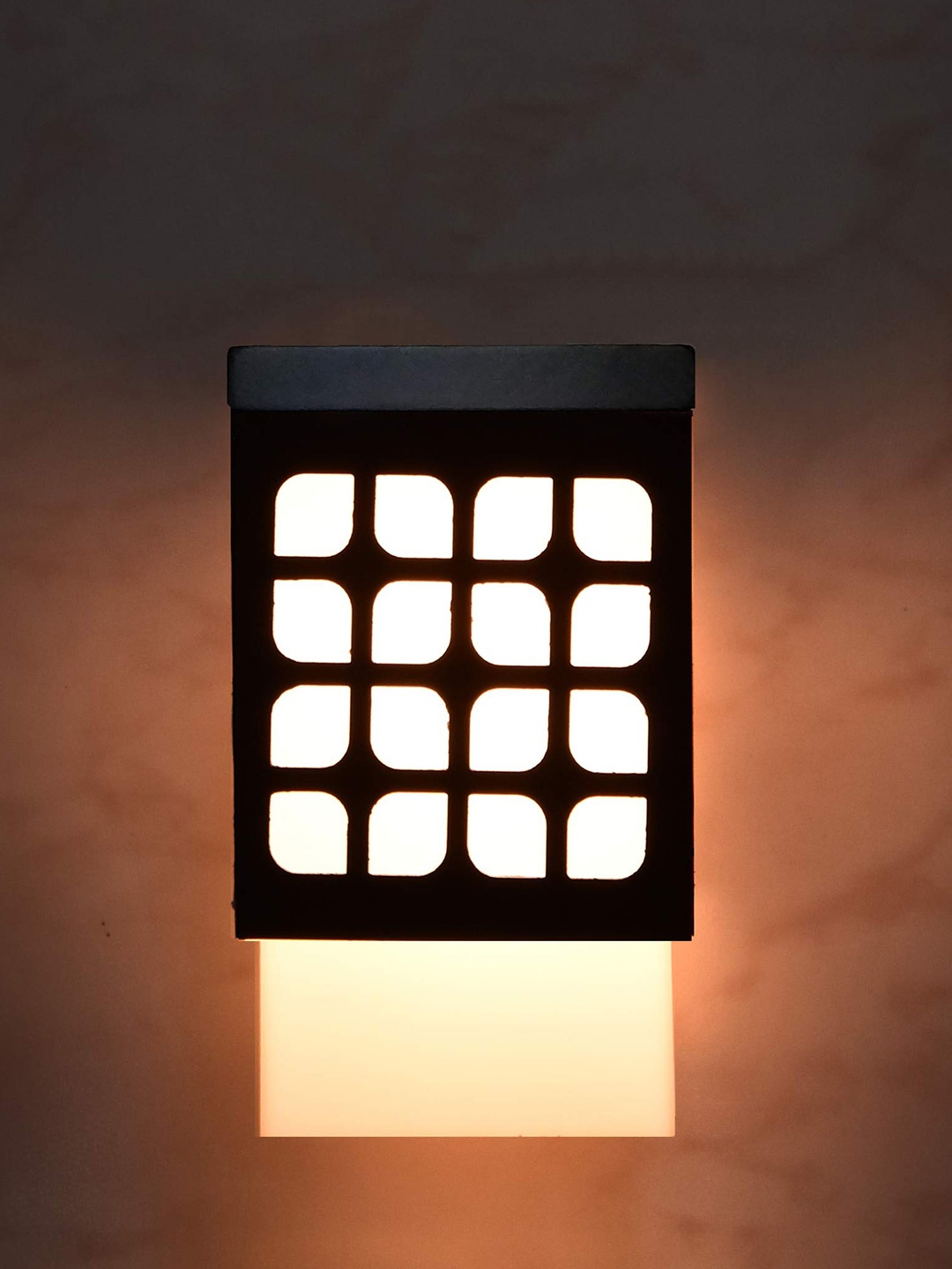 

Gojeeva Black & White Textured Square Shaped Wooden Ceiling Wall Lamp