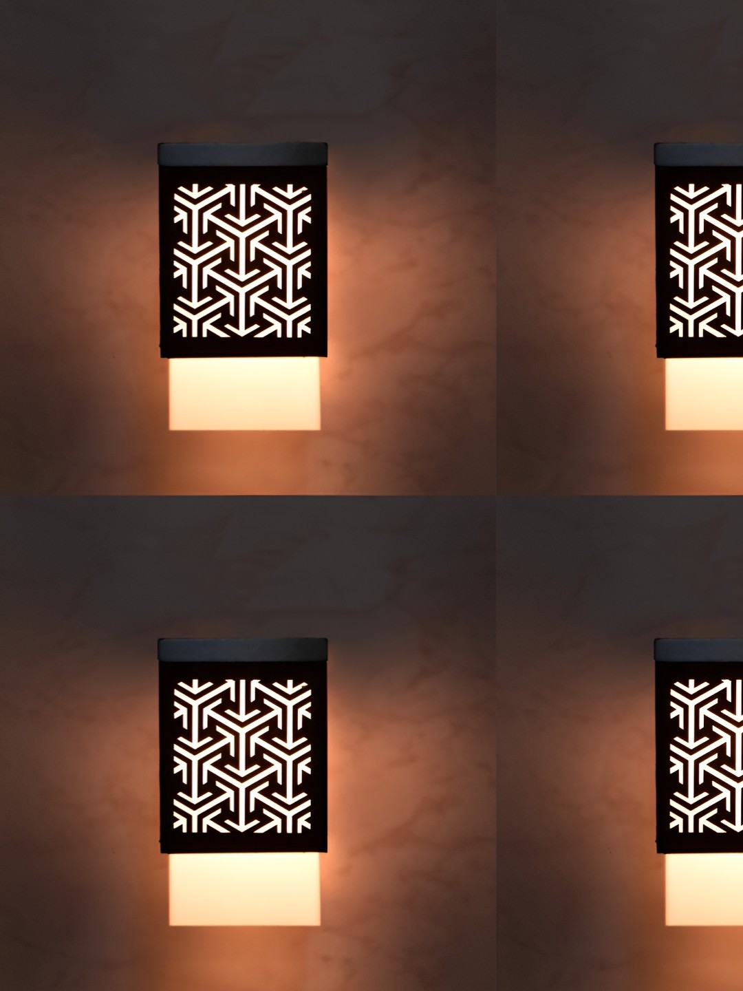 

Gojeeva Black & White 4 Pieces Wooden Textured Square Shaped Ceiling Lamps