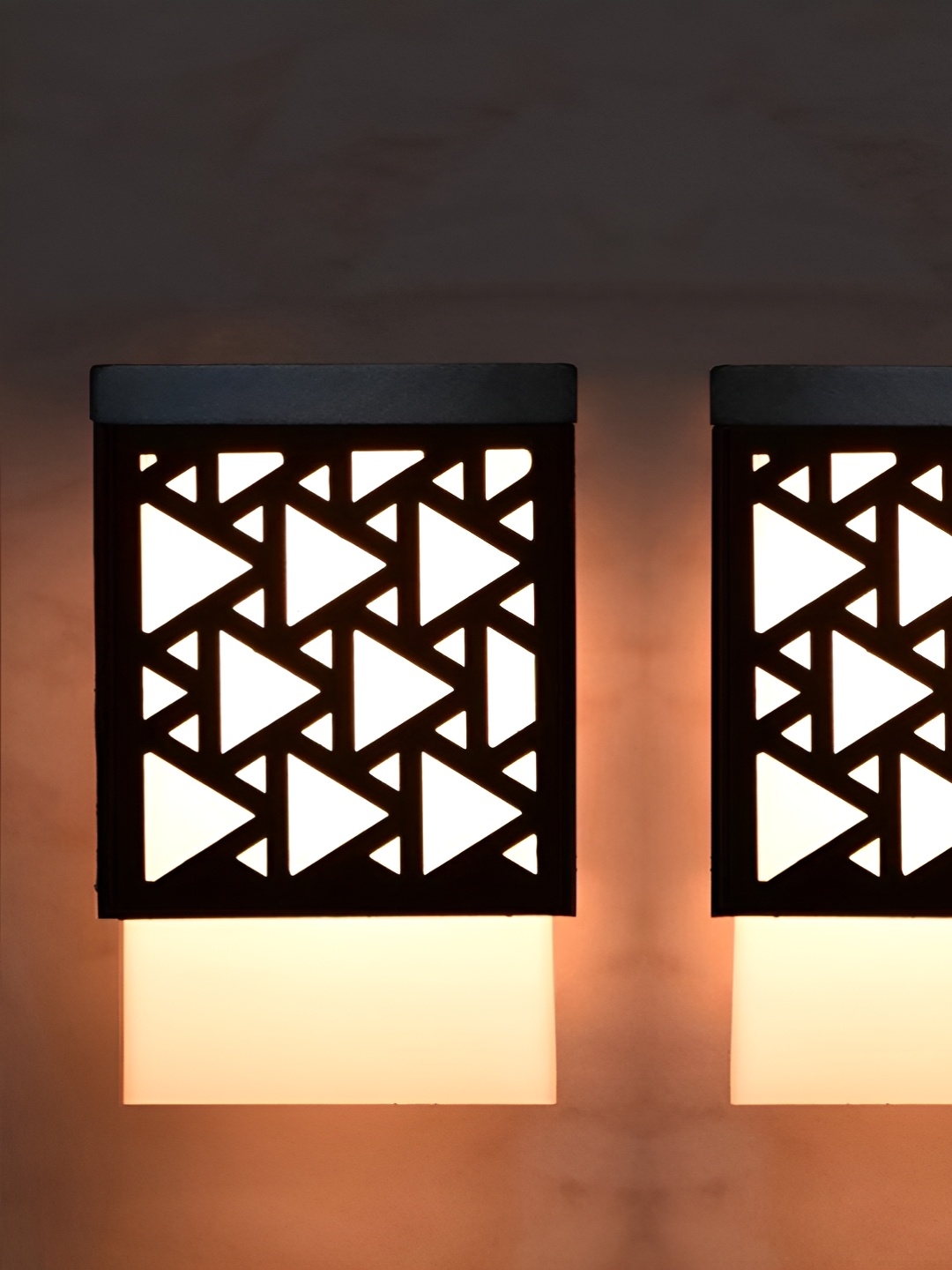 

Gojeeva Black and White 2 Pieces Wooden Textured Square Shaped Contemporary Wall Lamps