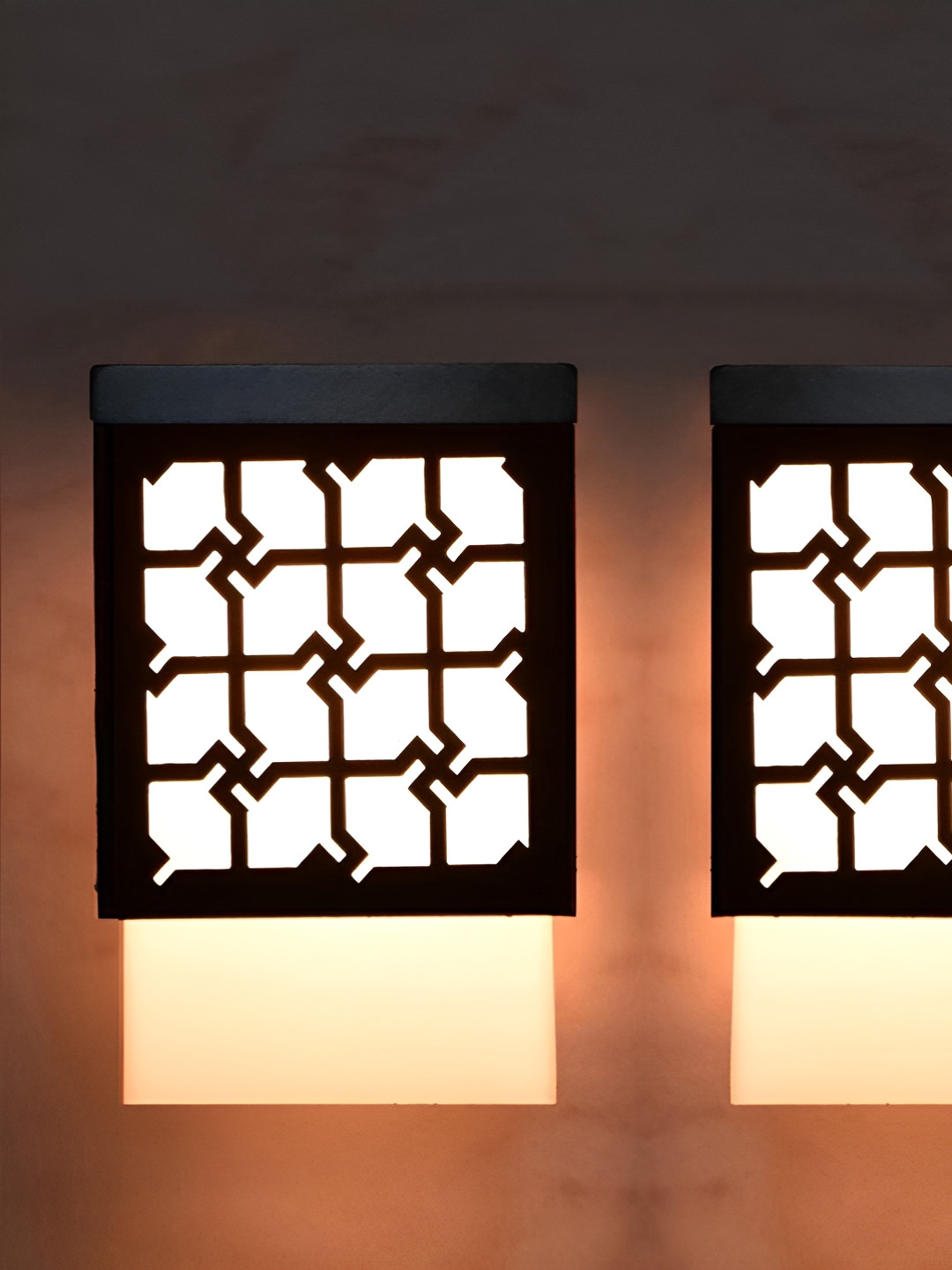 

Gojeeva Black and White 2 Pieces Wooden Textured Square Shaped Contemporary Wall Lamps