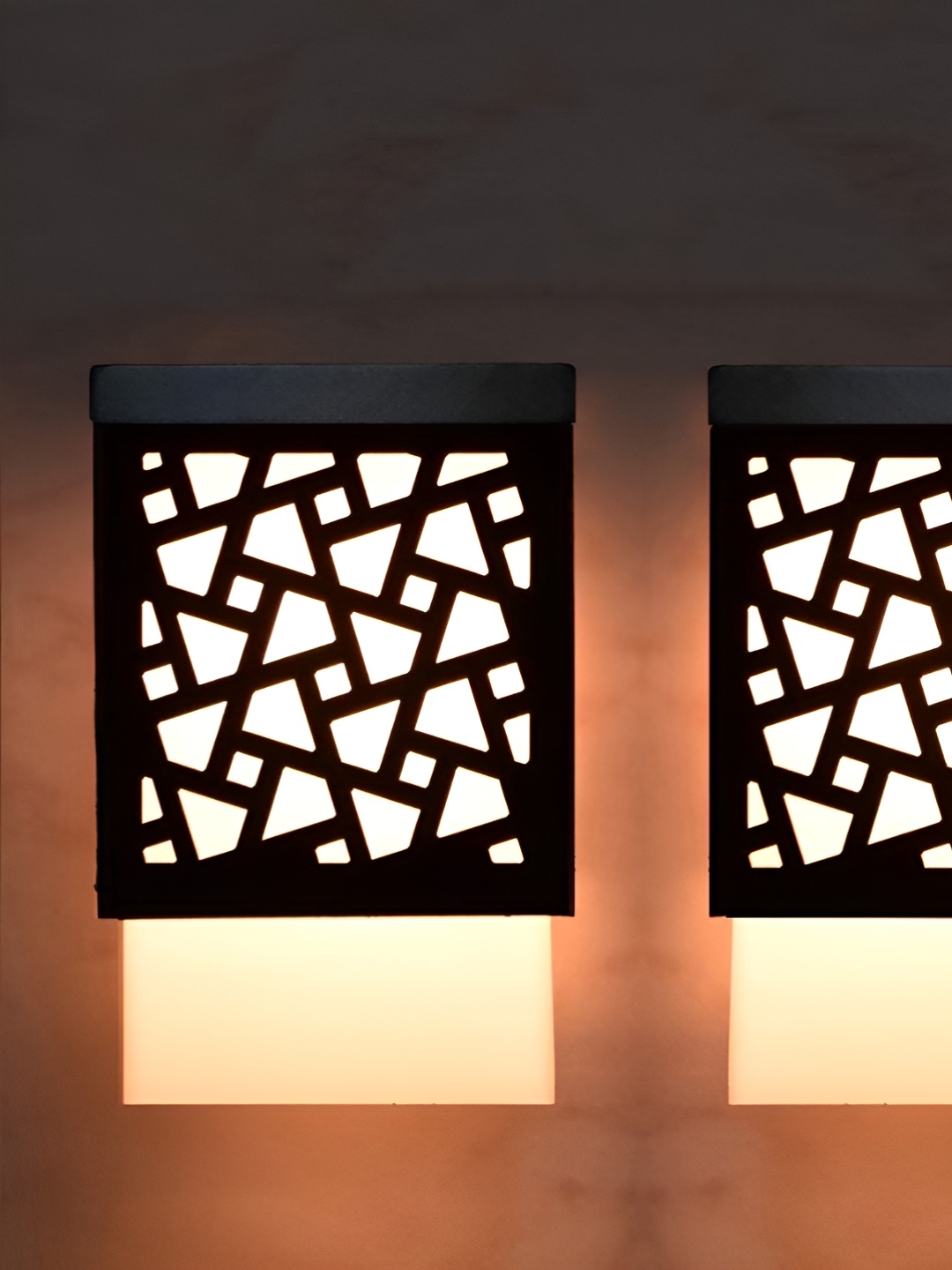 

Gojeeva Black & White 2 Pieces Textured Wooden Square Shaped Wall Lamps