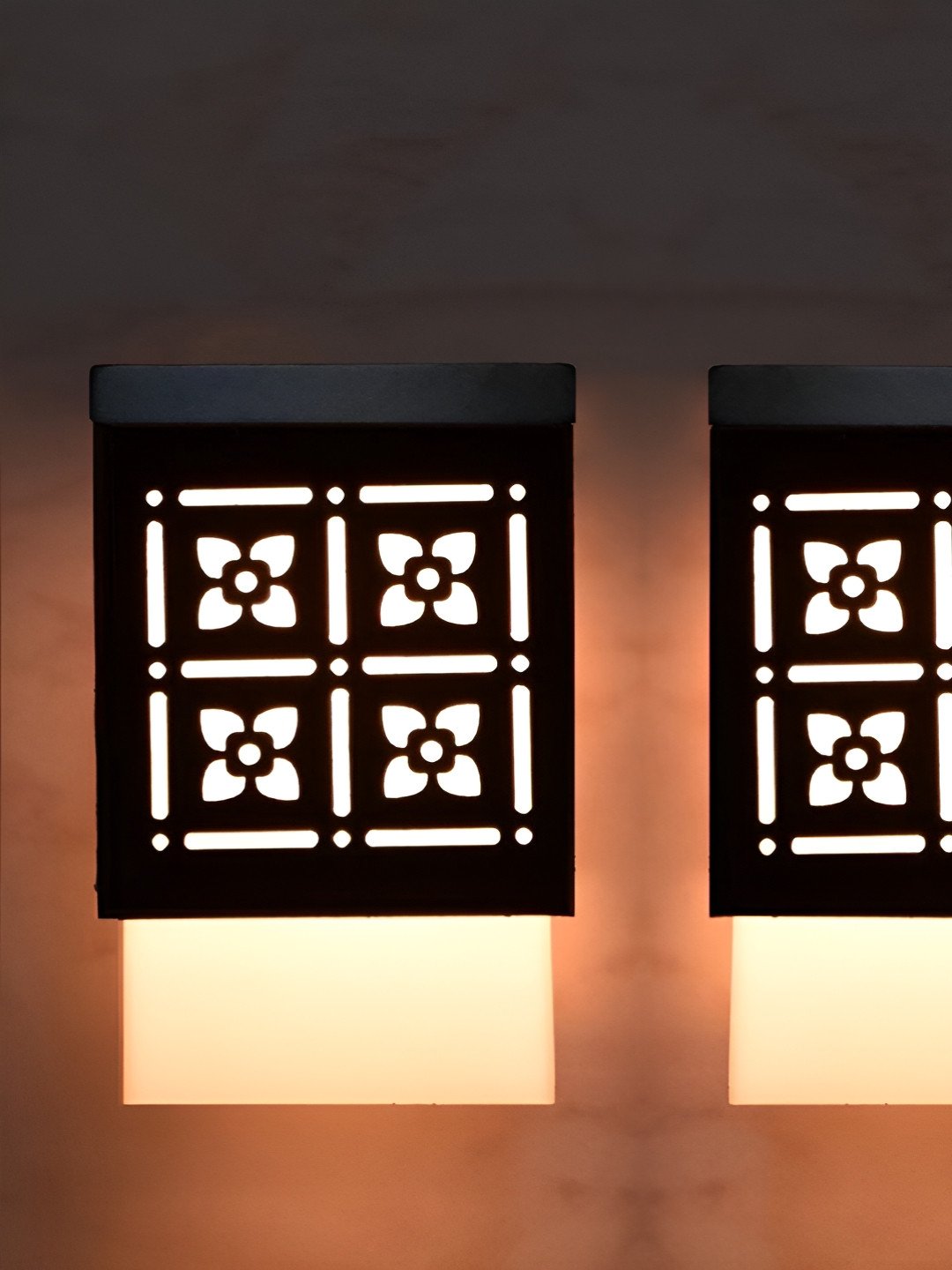 

Gojeeva Black 2 Pieces Wood Square Shaped Wall Lamp