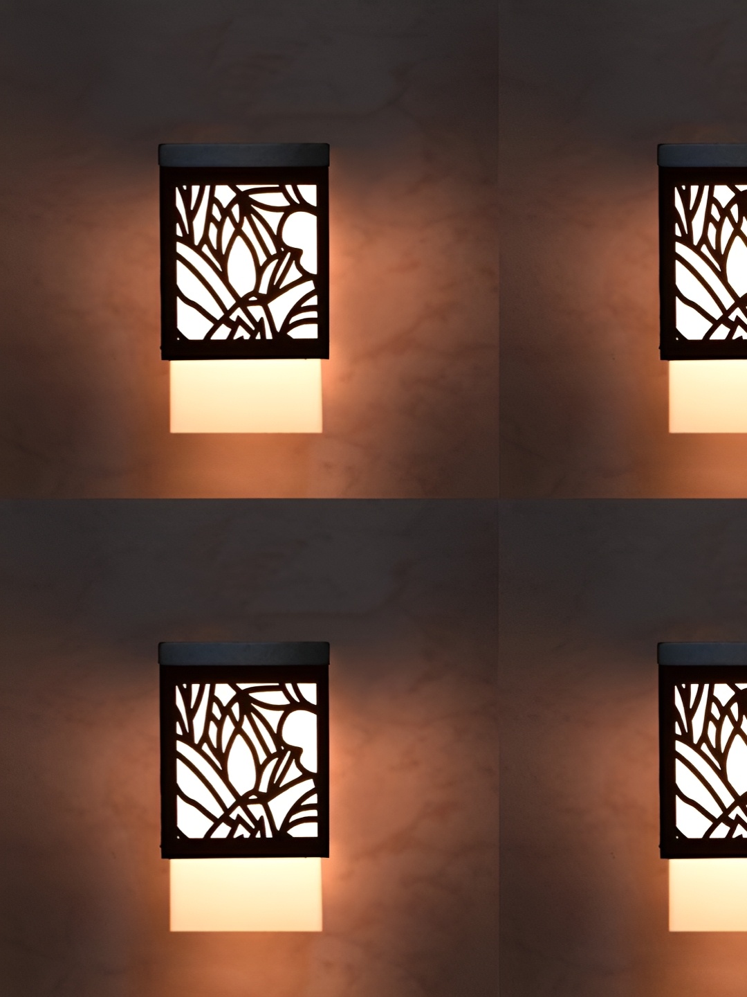 

Gojeeva Black 4 Pieces Wood Square Shaped Wall Lamp